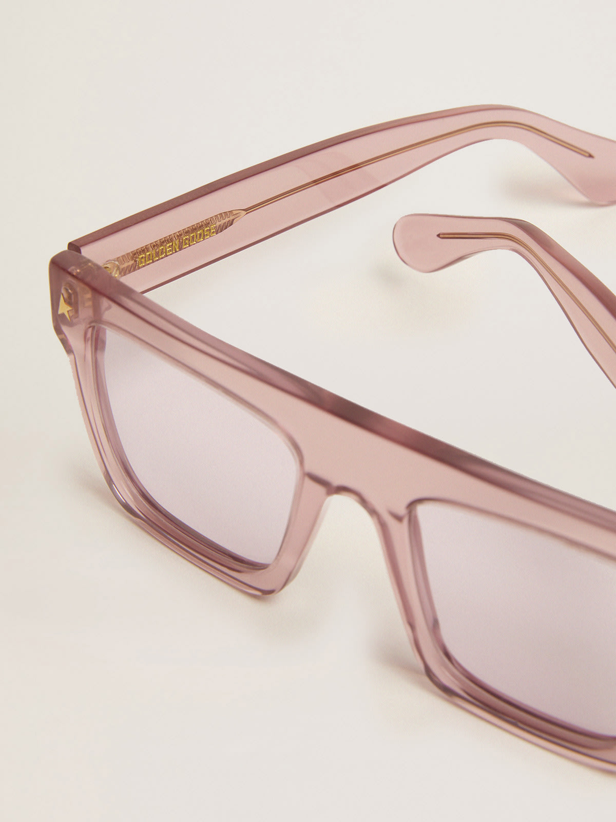 Golden Goose - Square-style Sunframe Jamie with clear pink frame and pink lenses in 