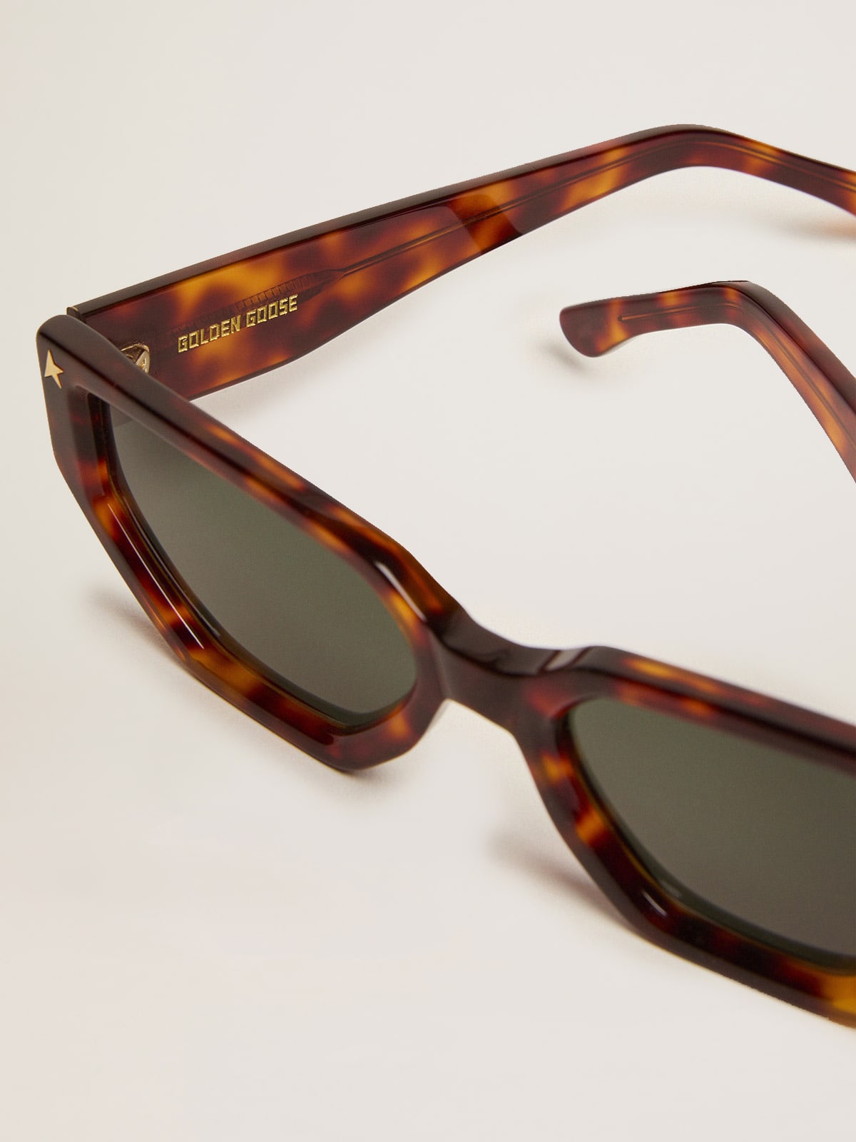 Golden Goose - Rectangular-style Sunframe Jackie with Havana brown frame and gold details in 