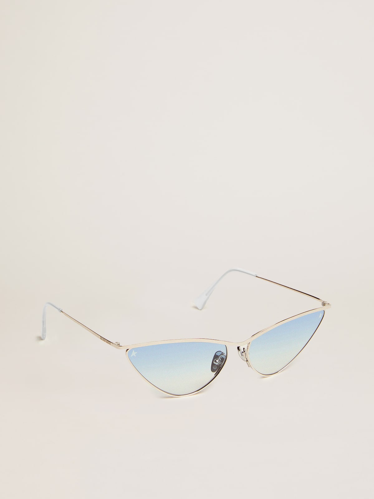 Golden Goose - Gafas de sol estilo ojo de gato con montura plateada y lentes azules in 