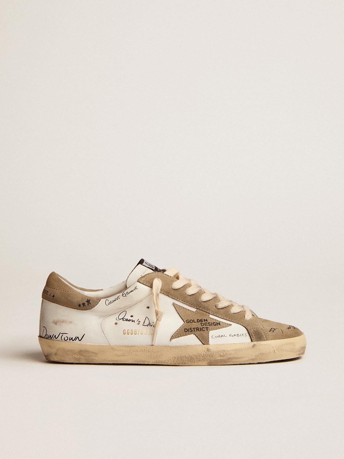 Golden Goose - Men's Super-Star in white leather with dove gray suede inserts in 