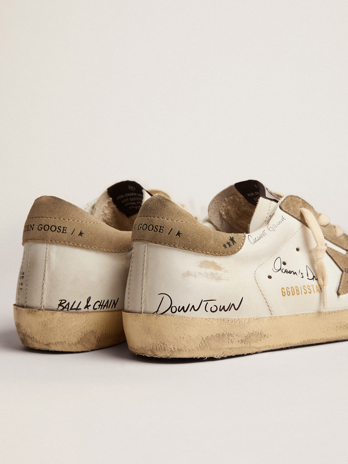 Golden Goose - Men's Super-Star in white leather with dove gray suede inserts in 