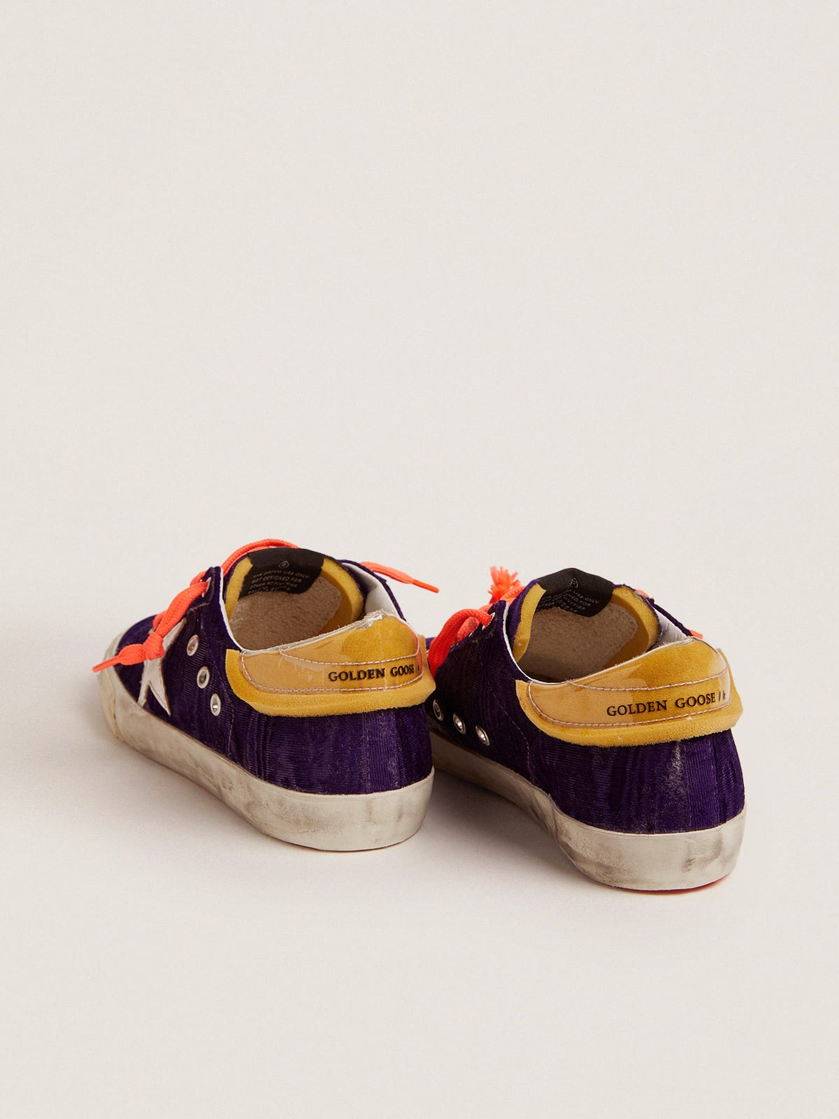 Super-Star LAB sneakers in purple velvet with PVC heel tab | Golden Goose