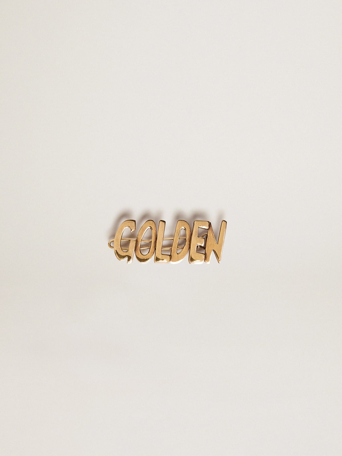 Golden Goose - Fermalacci da uomo con clip di colore oro antico e scritta Golden in 