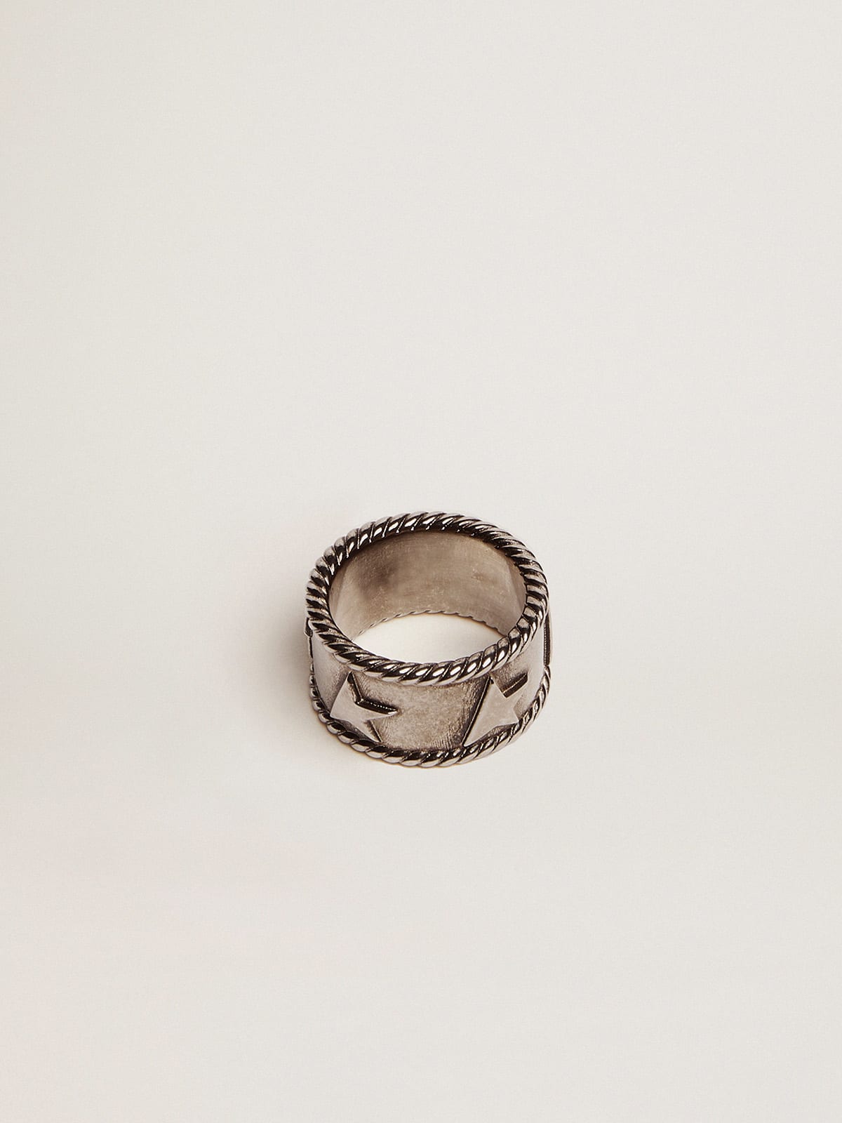 Bague bandeau couleur argent ancien Golden Goose