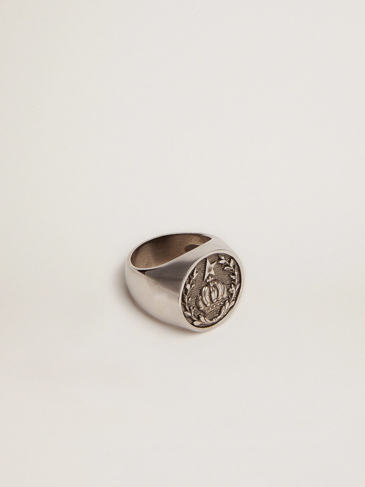 Golden Goose - Men's signet ring in antique silver color in 