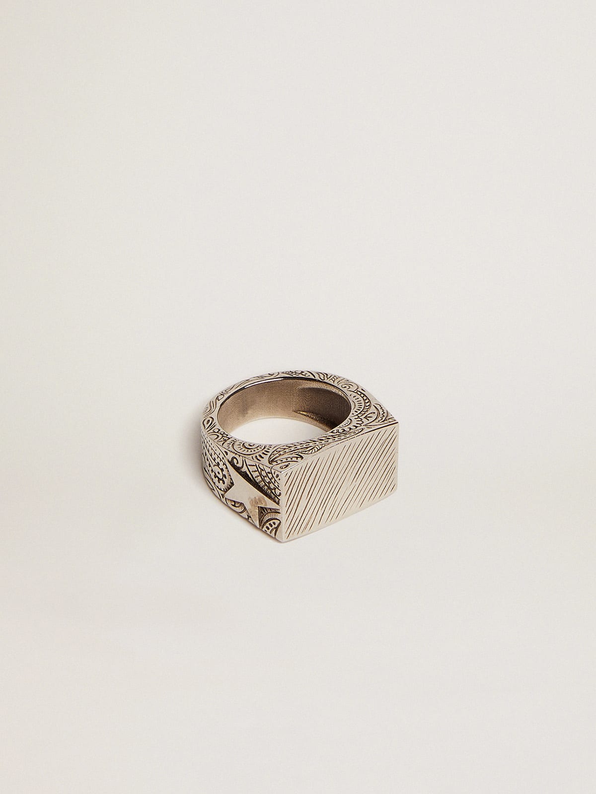 Golden Goose - Men's silver color square ring in 