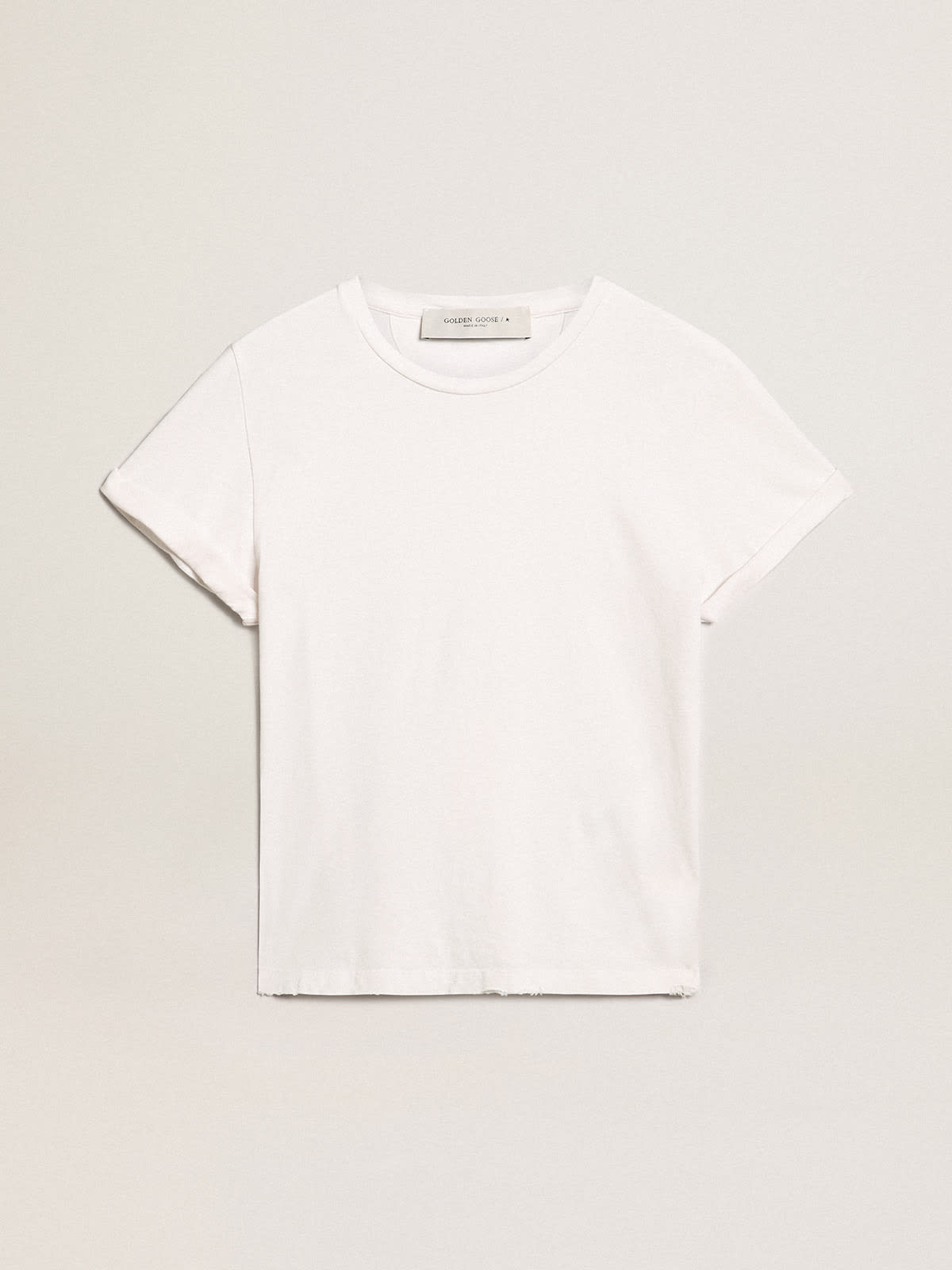 Camiseta blanca con tratamiento desgastado para mujer Golden Goose