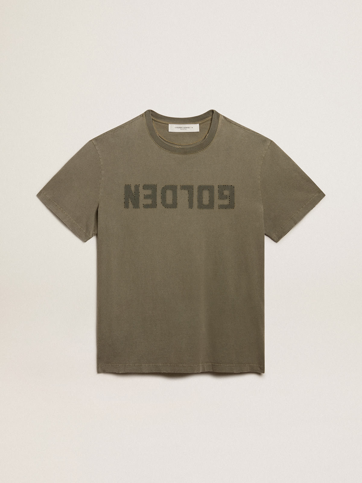 Golden Goose - Women's olive green T-shirt with Golden lettering in 