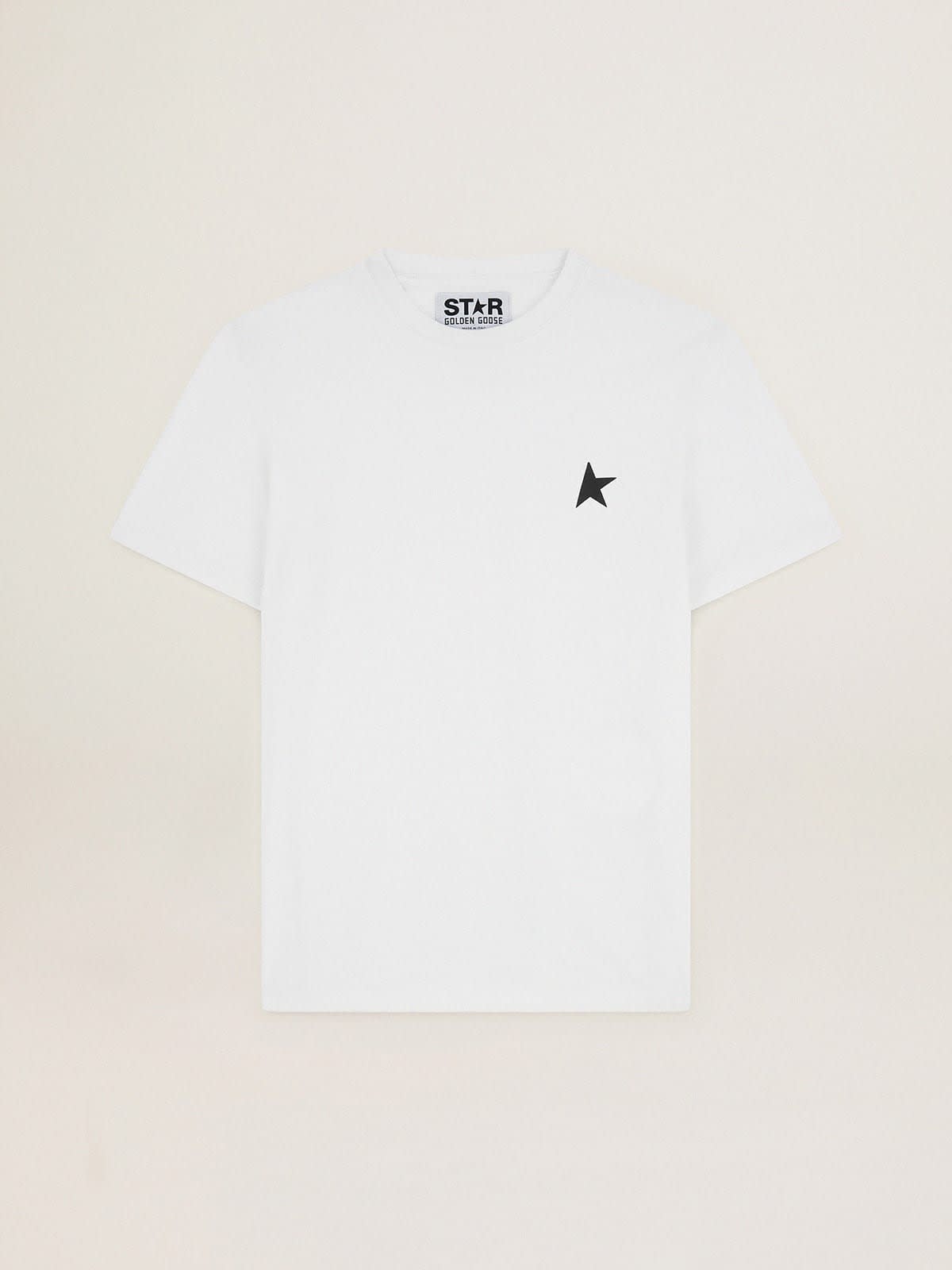 Golden Goose - T-shirt bianca Collezione Star con stella nera sul davanti in 