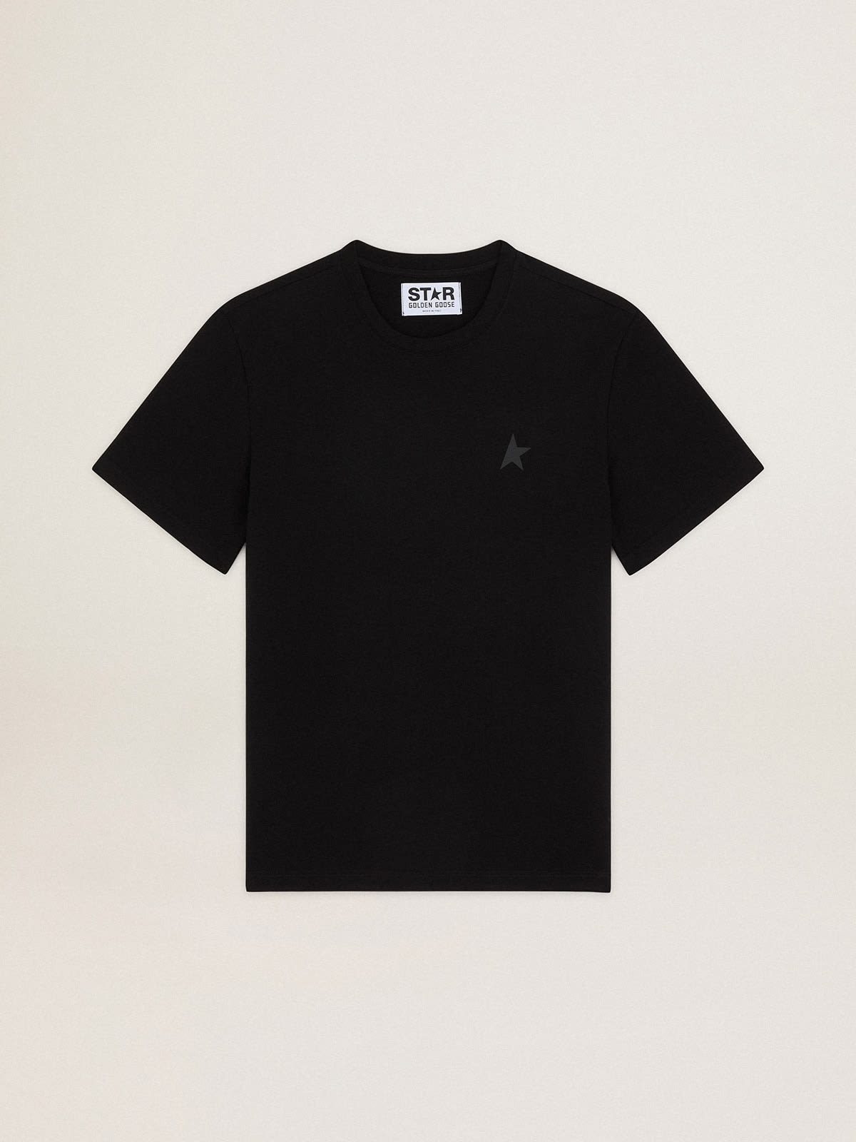 Golden Goose - T-shirt noir collection Star avec étoile ton sur ton sur le devant in 