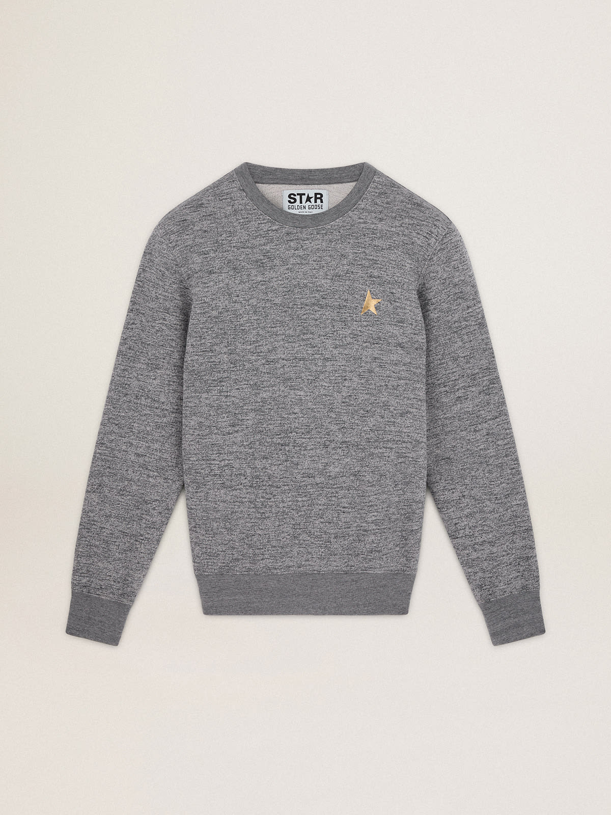 Golden Goose - Melange-gray Archibald Star Collection cotton sweatshirt with contrasting gold star on the front in 