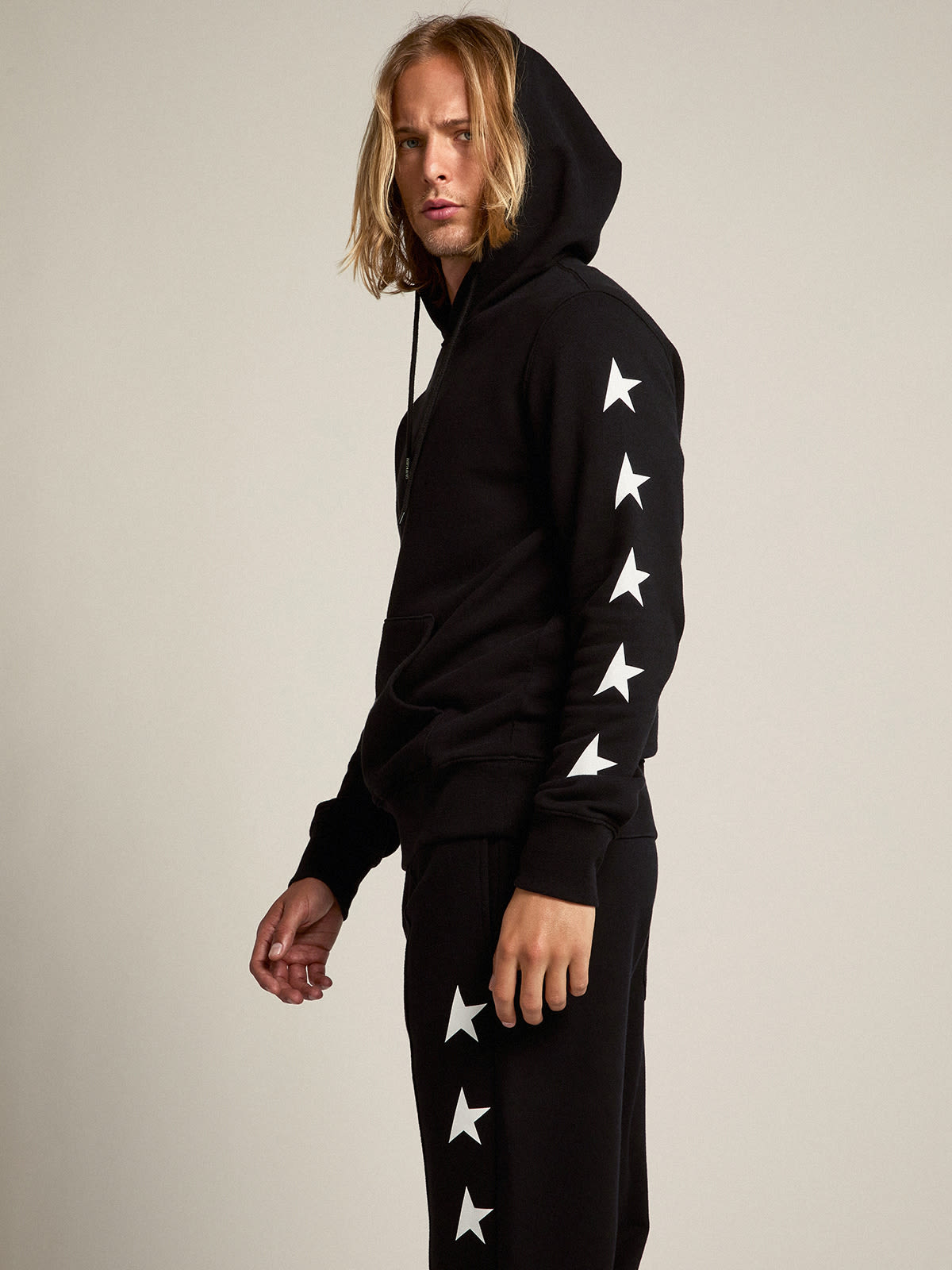 Black hoodie 2025 with white stars