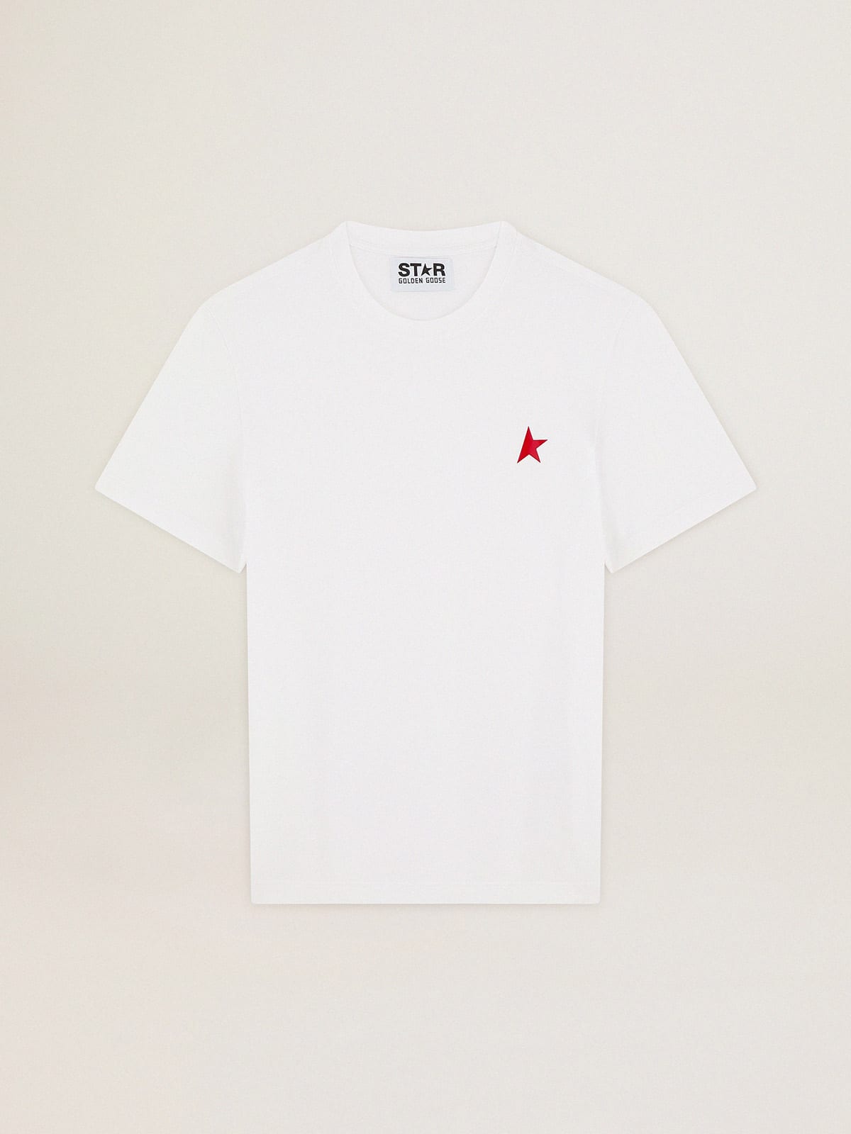 Men's white T-shirt with contrasting red star