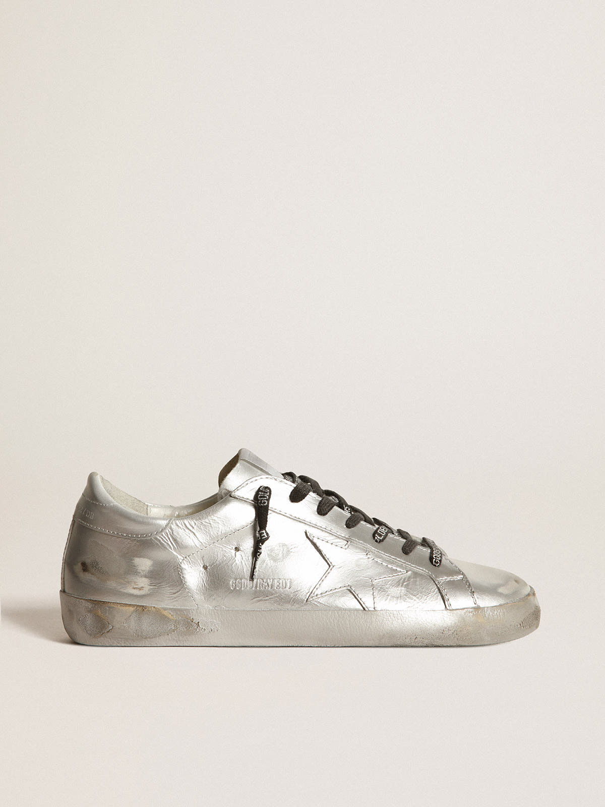 Golden Goose - Super-Star LTD sneakers in leather with silver spray and tone-on-tone star in 