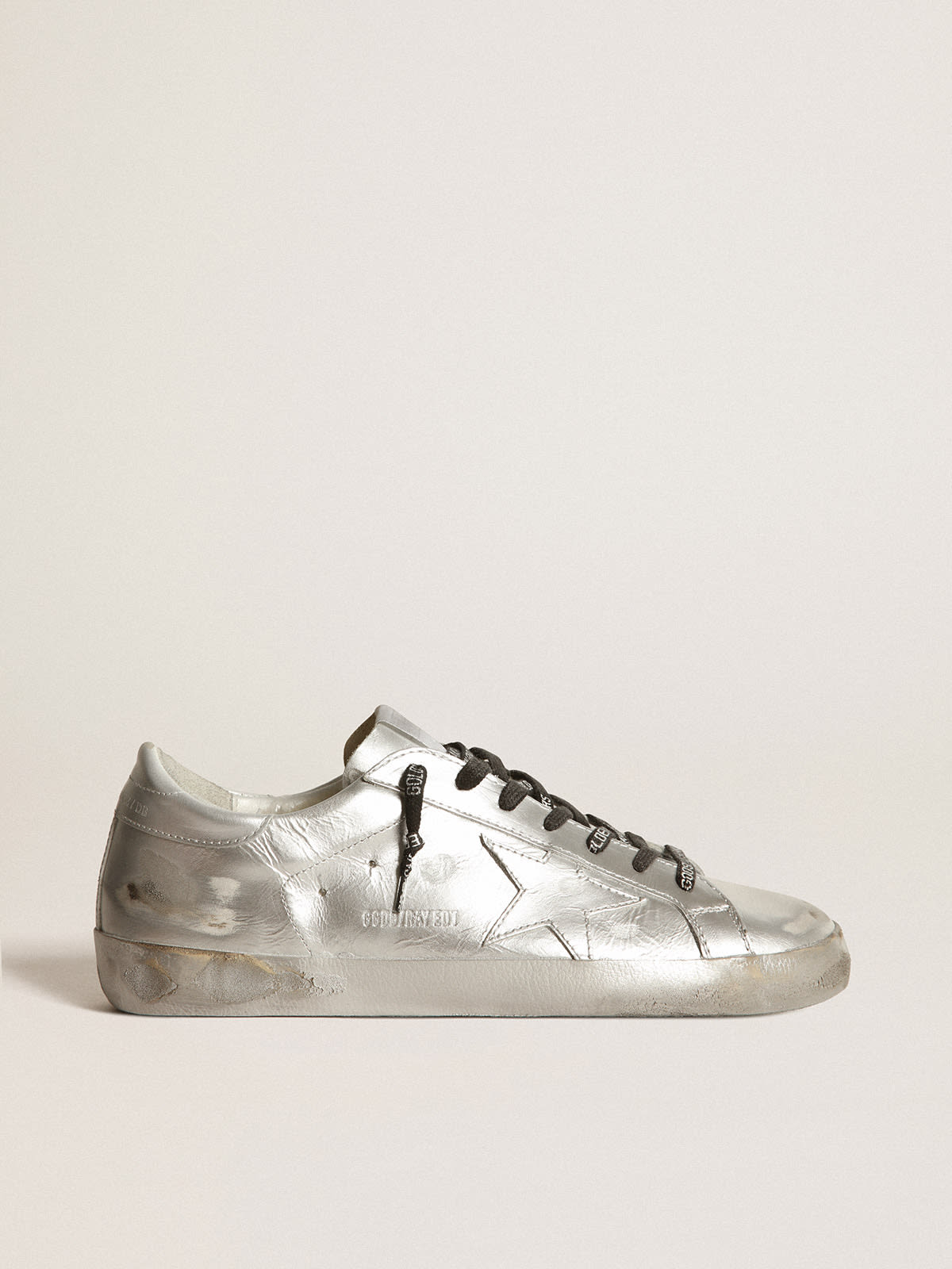 Super-Star LTD sneakers in leather with silver spray and tone-on-tone star  | Golden Goose