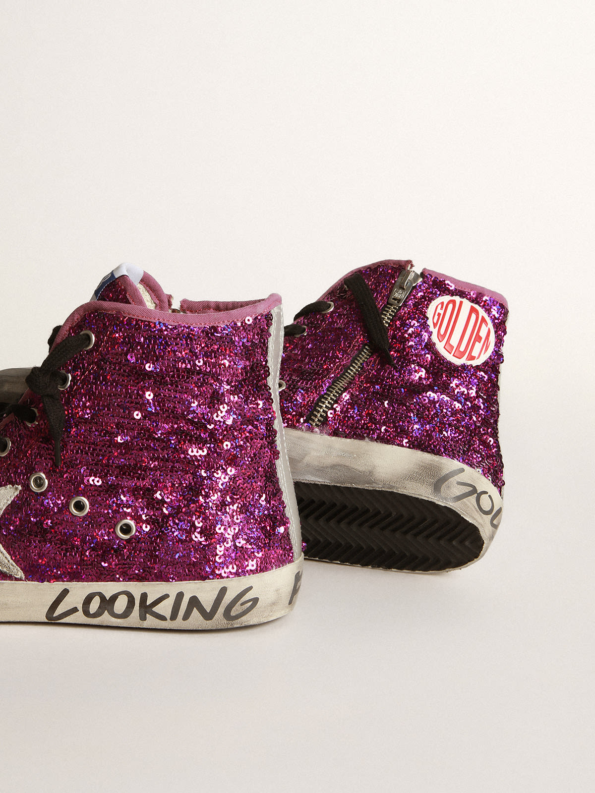 Francy sneakers with sequins and leather details