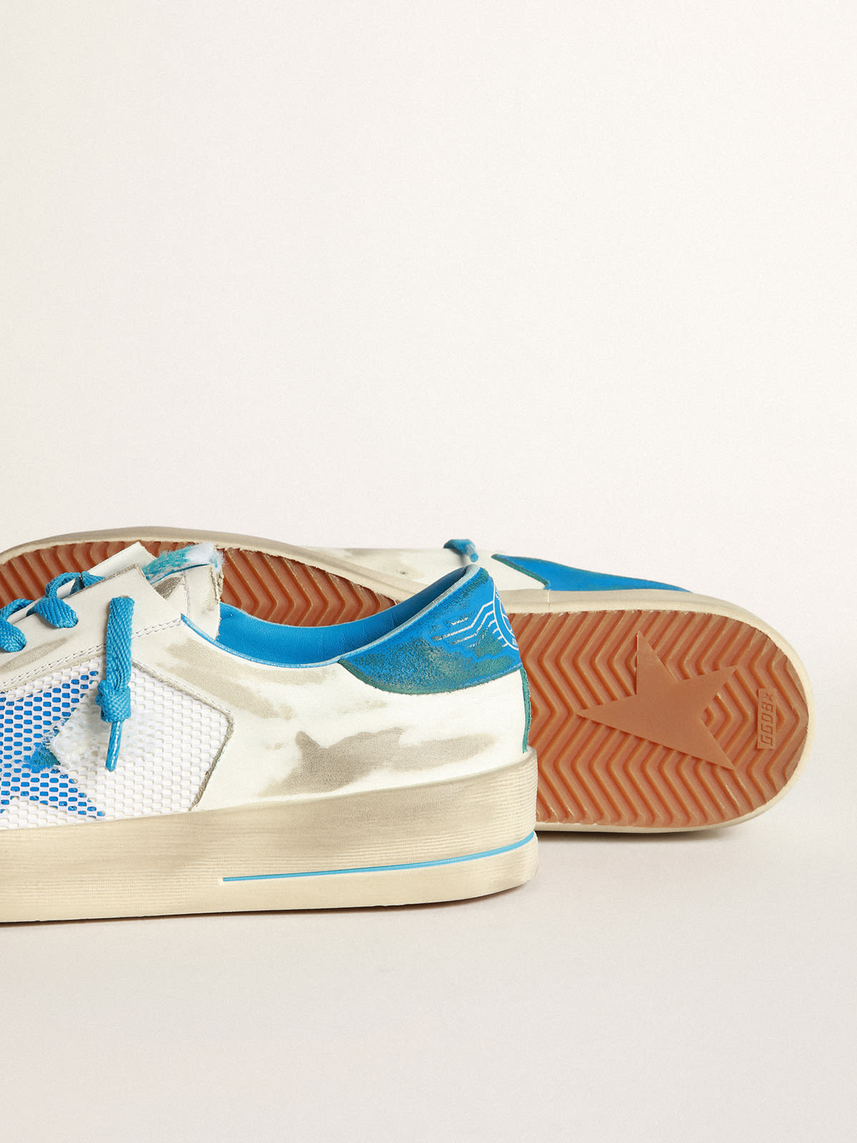 Golden Goose - White and light blue Stardan sneakers in 