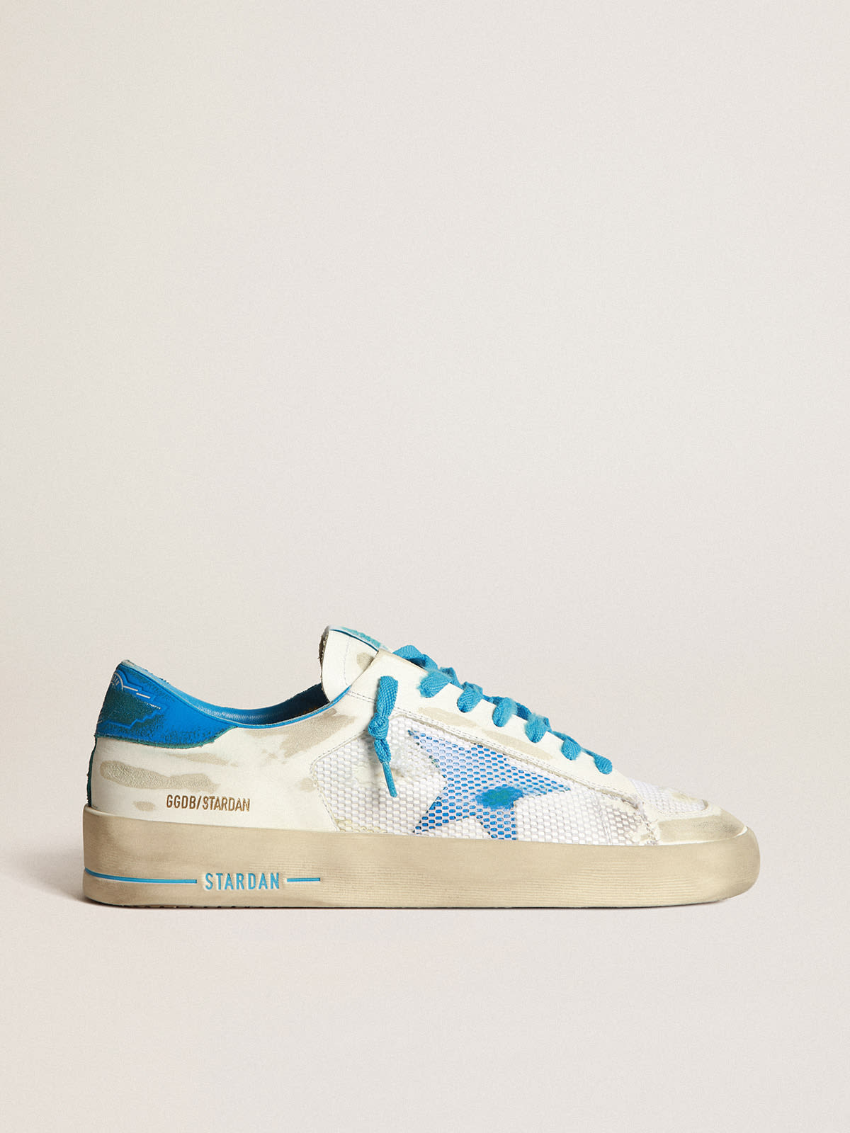 Golden Goose - White and light blue Stardan sneakers in 