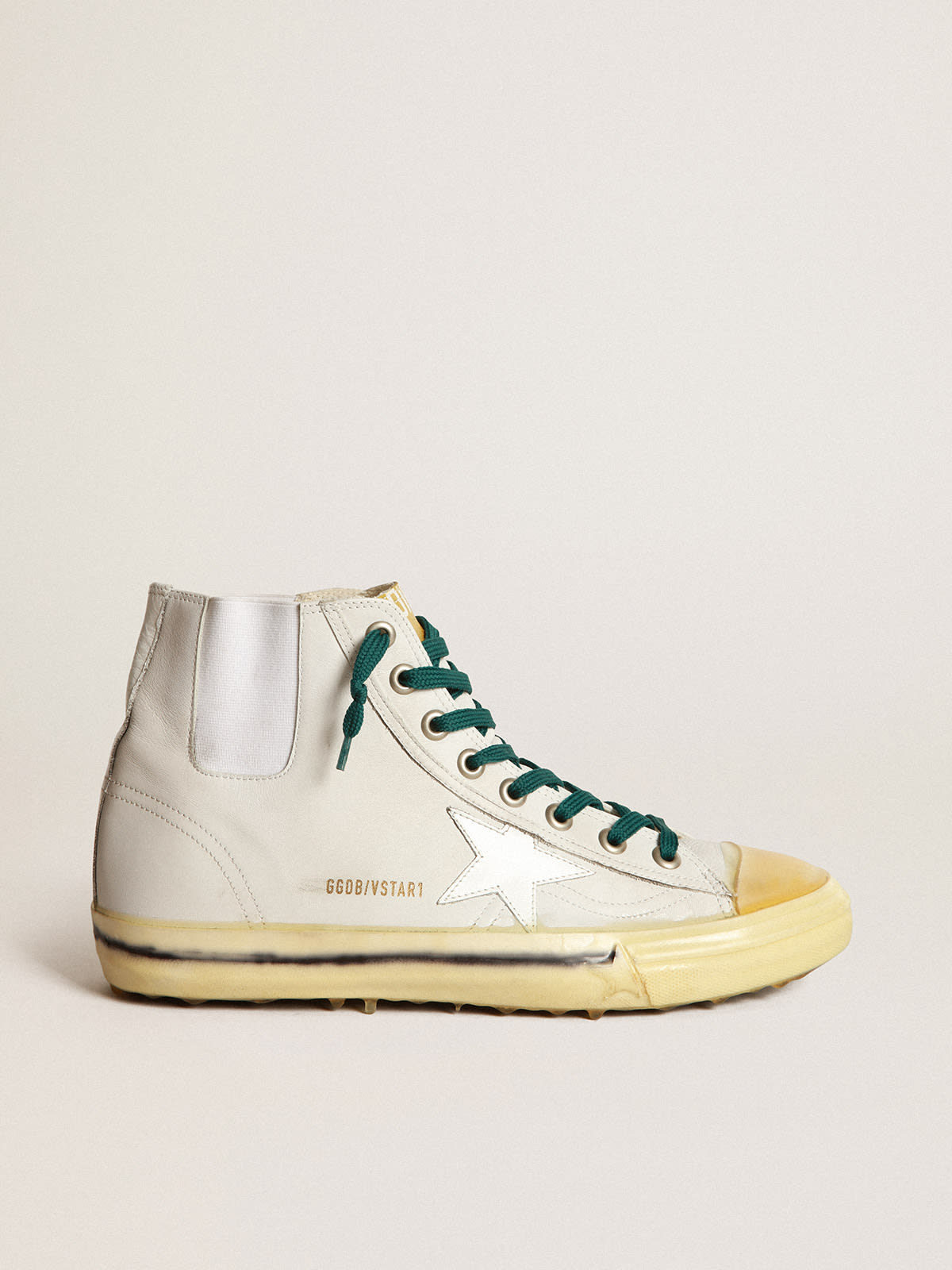 V-Star sneakers with white glossy leather star and foxing with transparent  dipped effect | Golden Goose