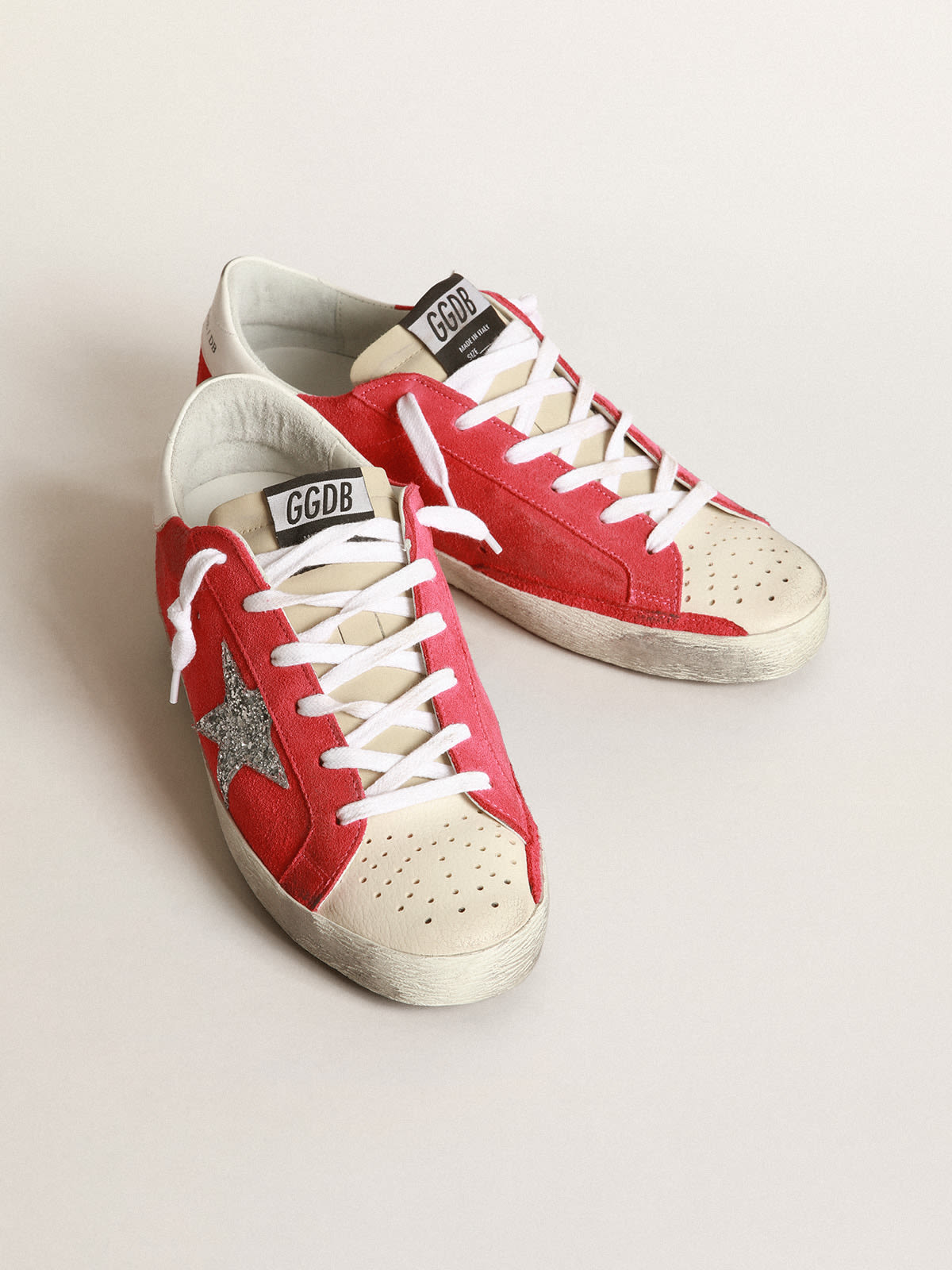 Golden Goose - Superstar sneakers with glitter star and perforated toecap in 