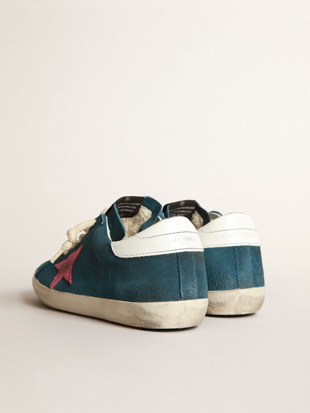 Super-Star sneakers in blue suede with a pink star | Golden Goose