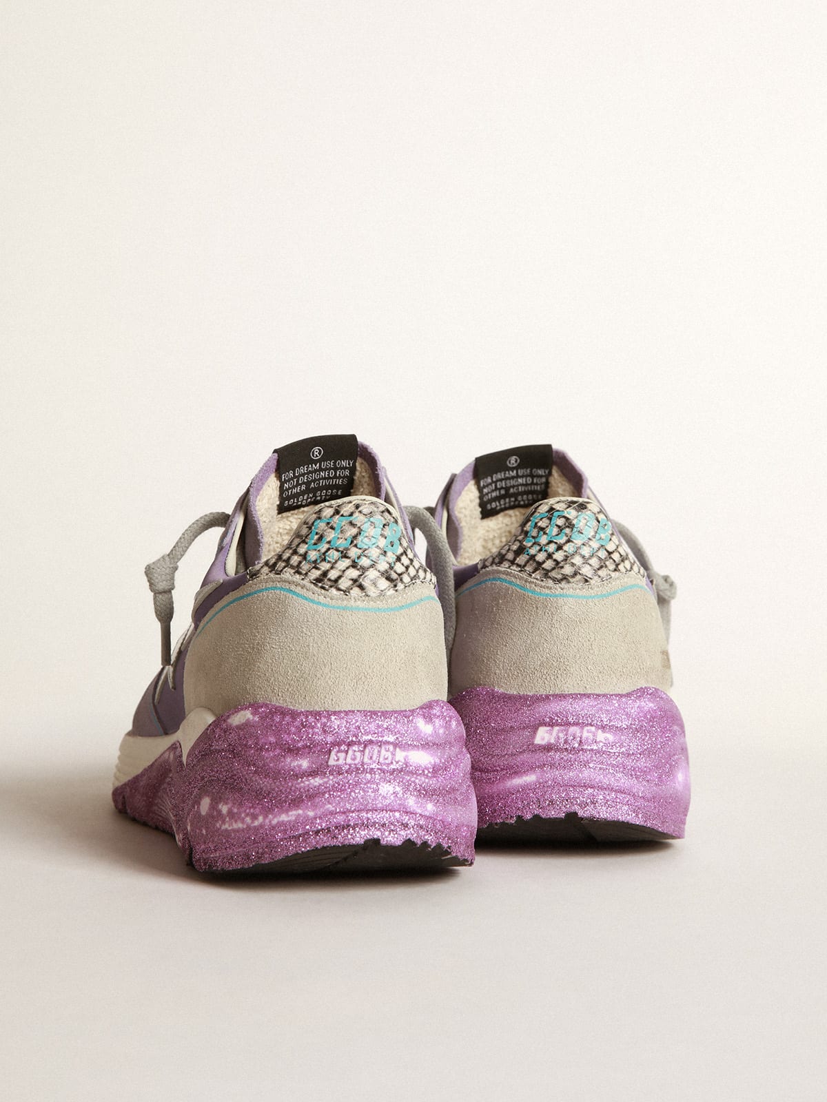 Golden Goose - Lavender Running Sole sneakers with glittery sole and silver star in 