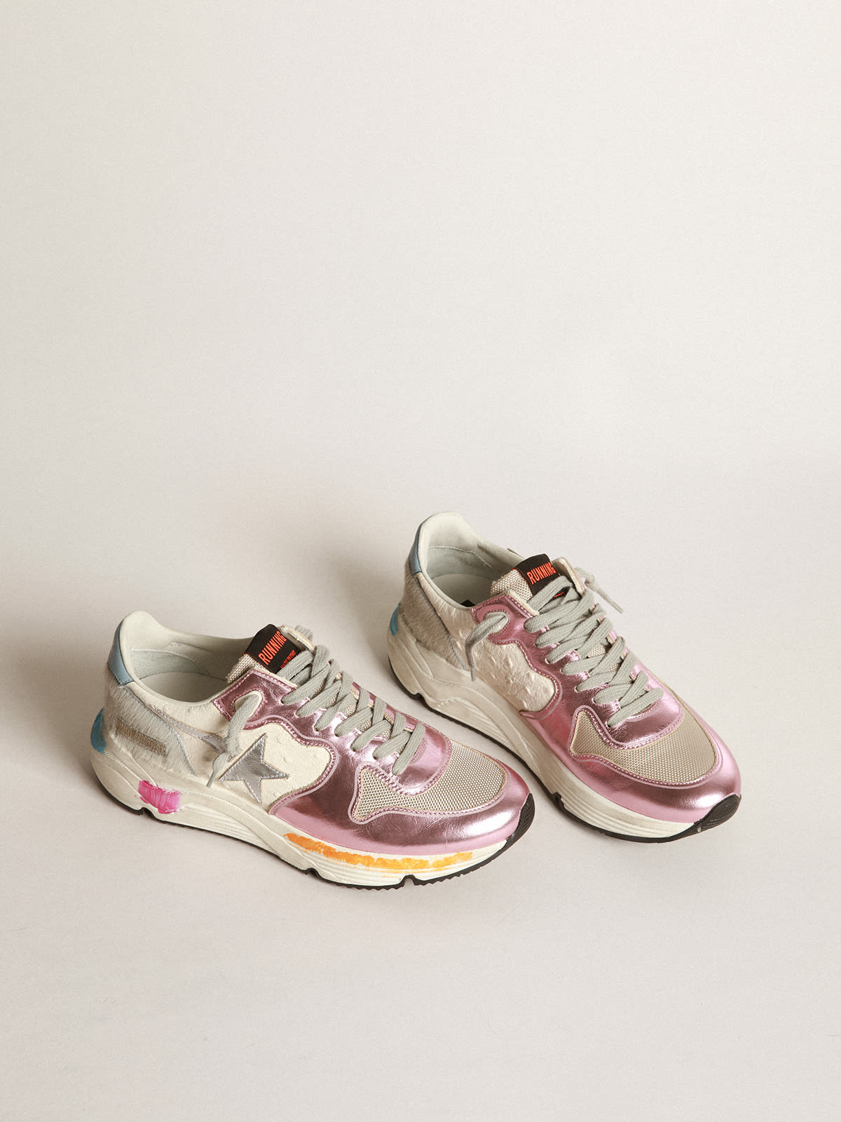 Golden Goose Running Sole Suede Sneaker In Pink