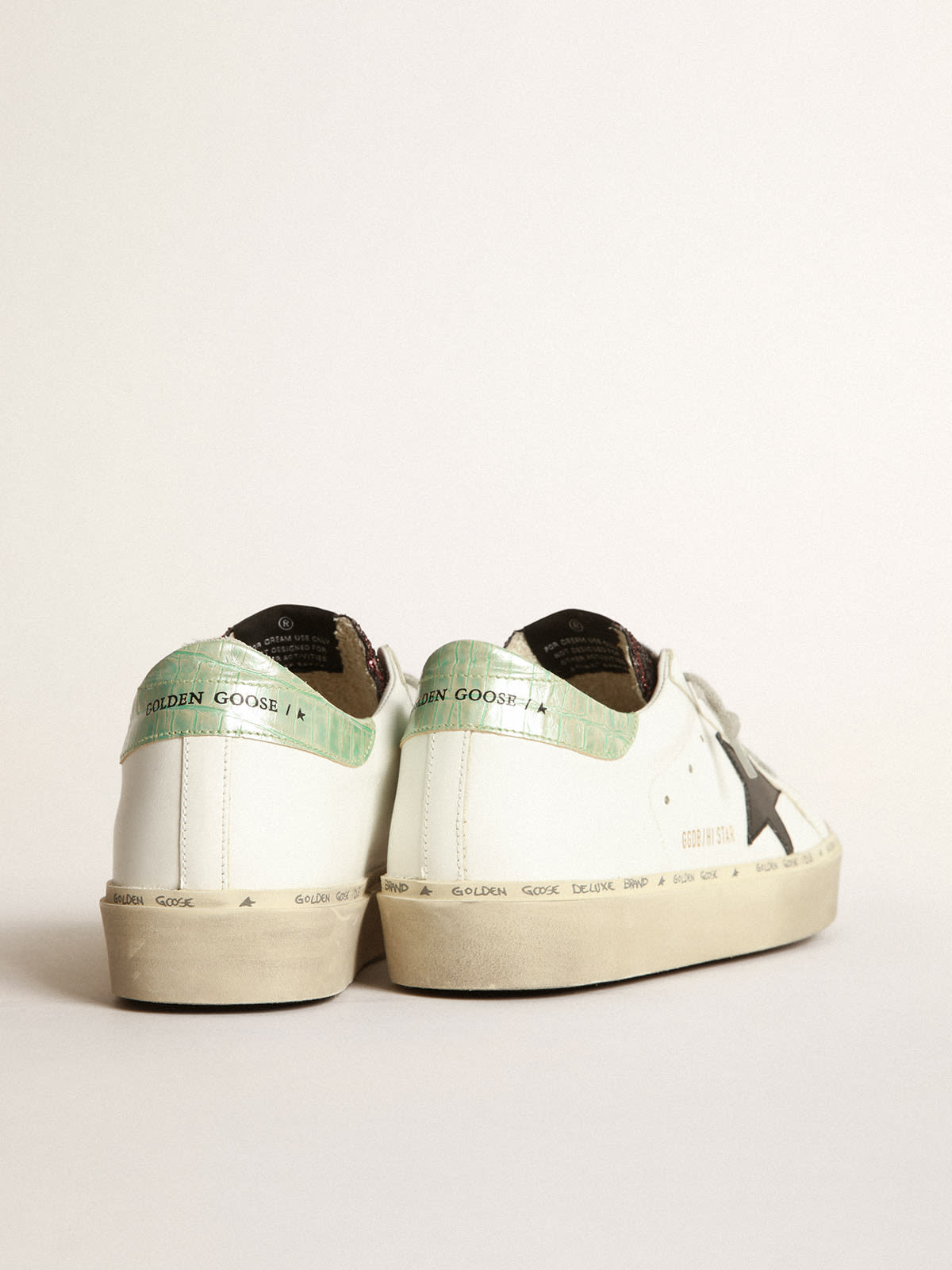 Golden Goose - White Hi-Star sneakers with glittery insert and black star in 