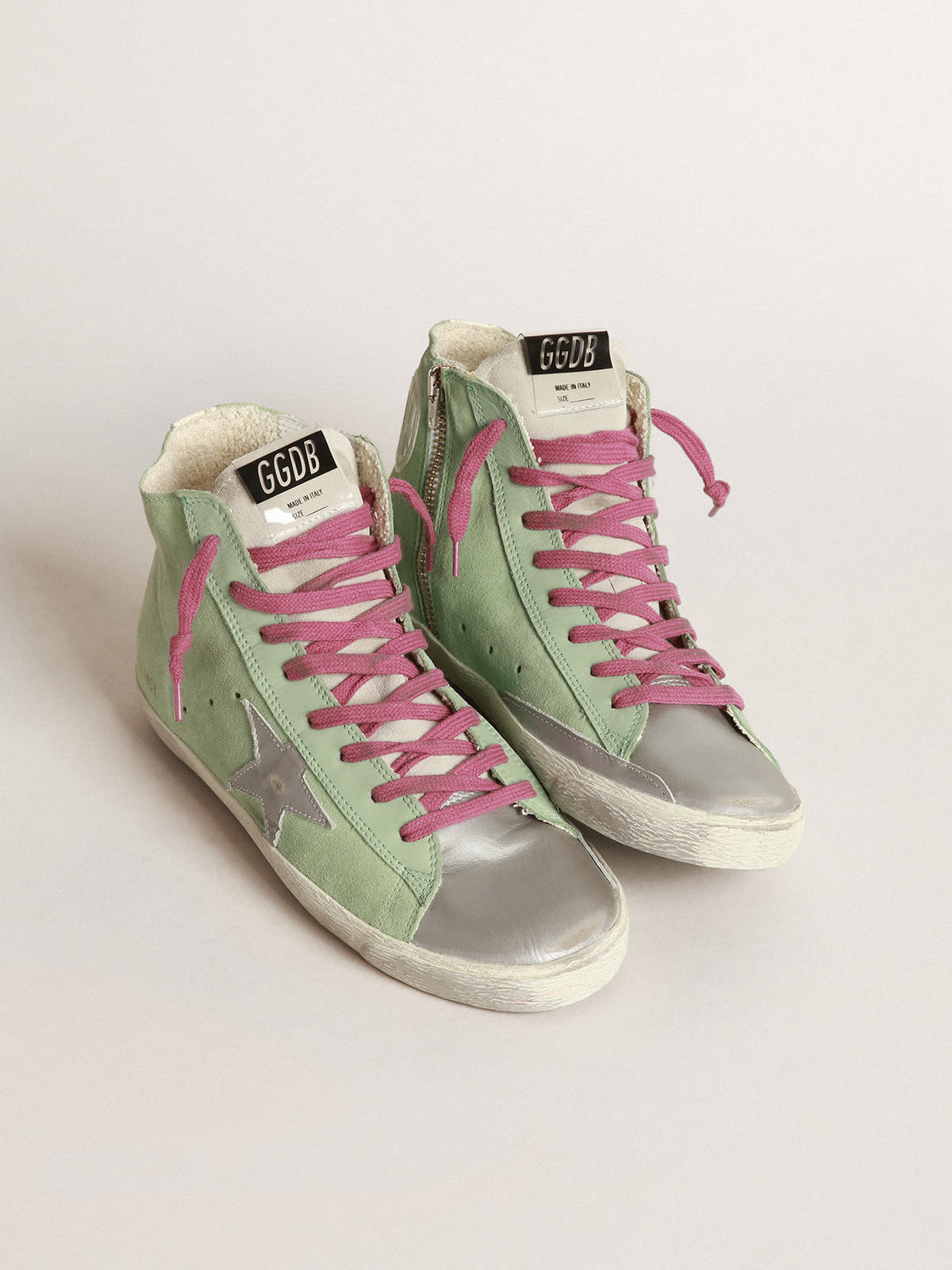 Francy sneakers in leather with crackle effect star and heel tab | Golden  Goose