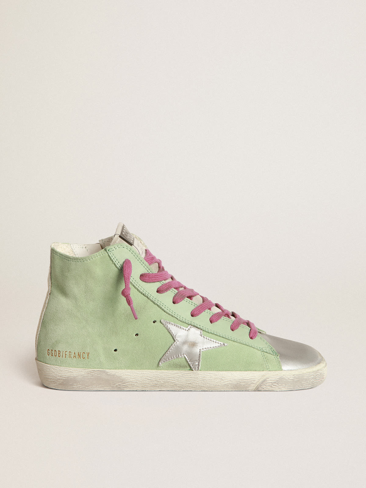 Francy sneakers in leather with crackle effect star and heel tab