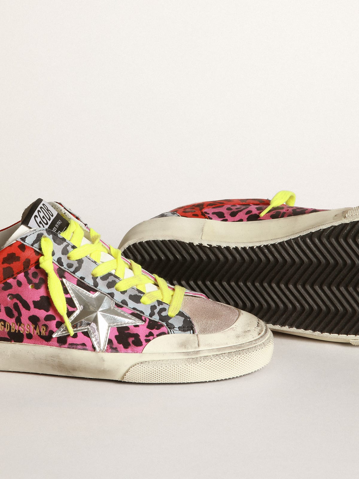 Golden Goose - Multicoloured animal-print Super-Star sneakers with chrome star in 