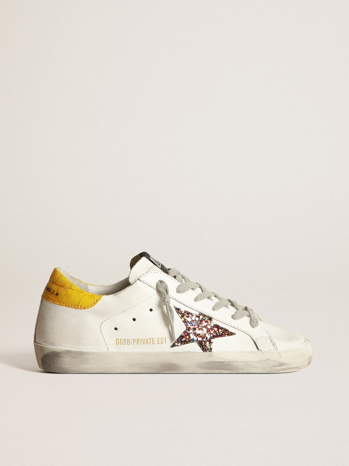 Super-Star LTD sneakers with multicolored glitter star and yellow ...