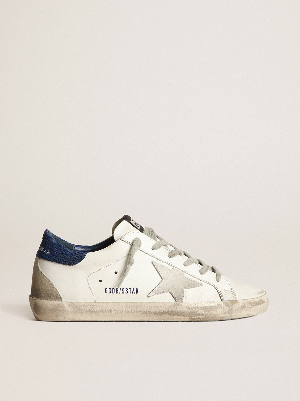 Golden Goose - Super-Star sneakers with off-white suede star and blue lizard-print nubuck heel tab in 