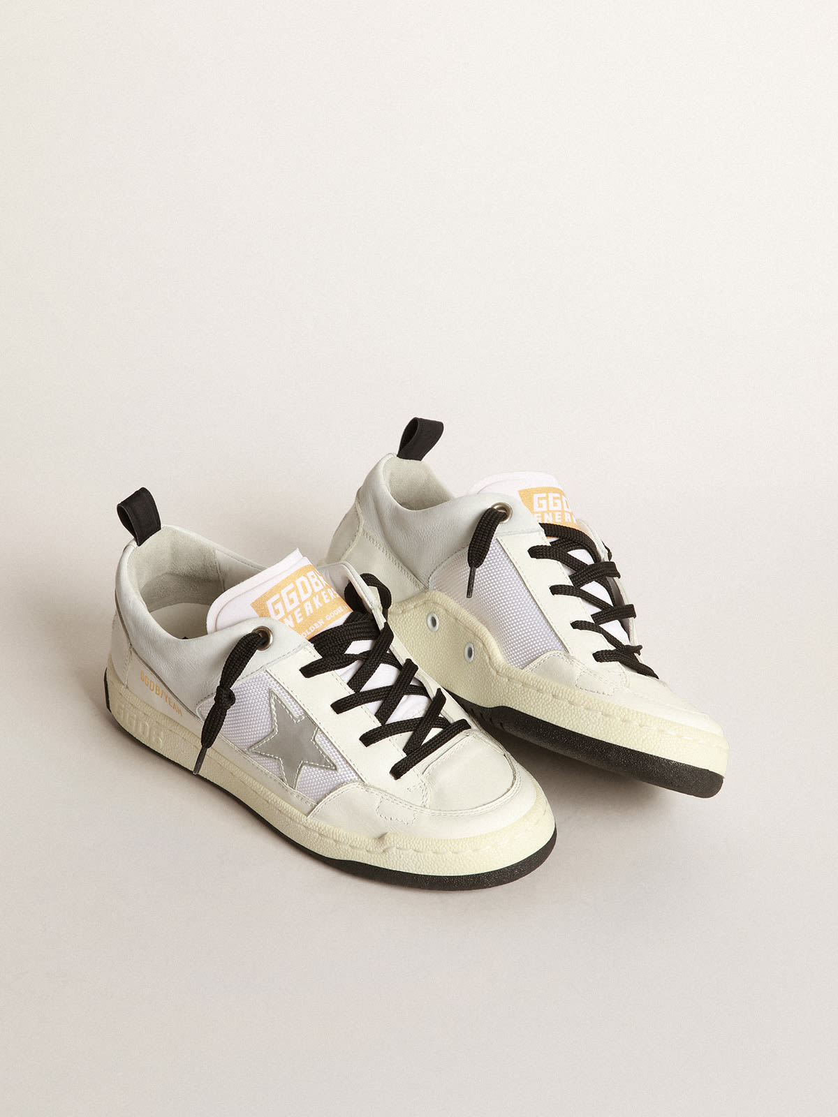 White and silver store golden goose sneakers