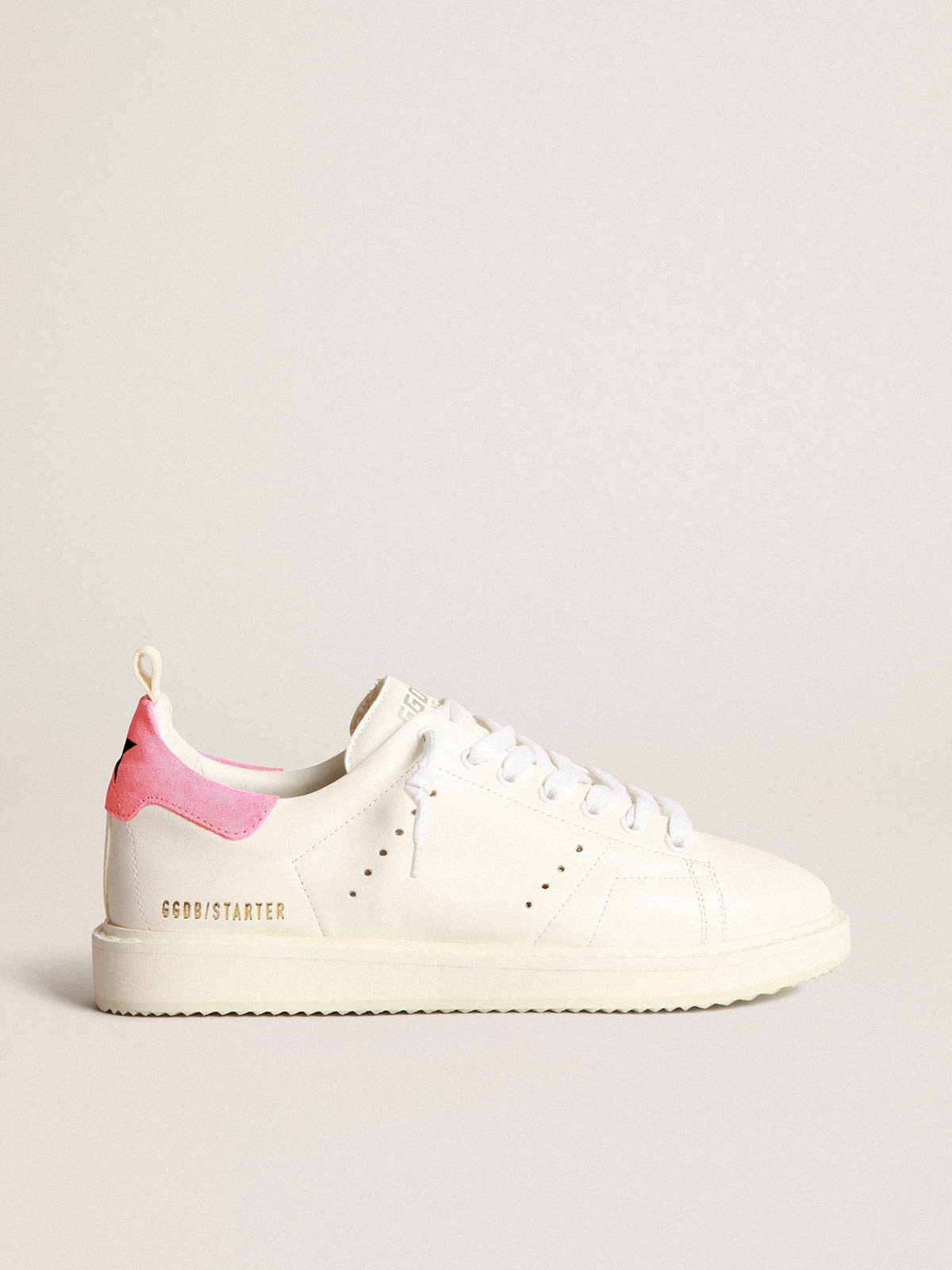 Golden Goose - Starter sneakers in white nappa leather with pink suede heel tab in 