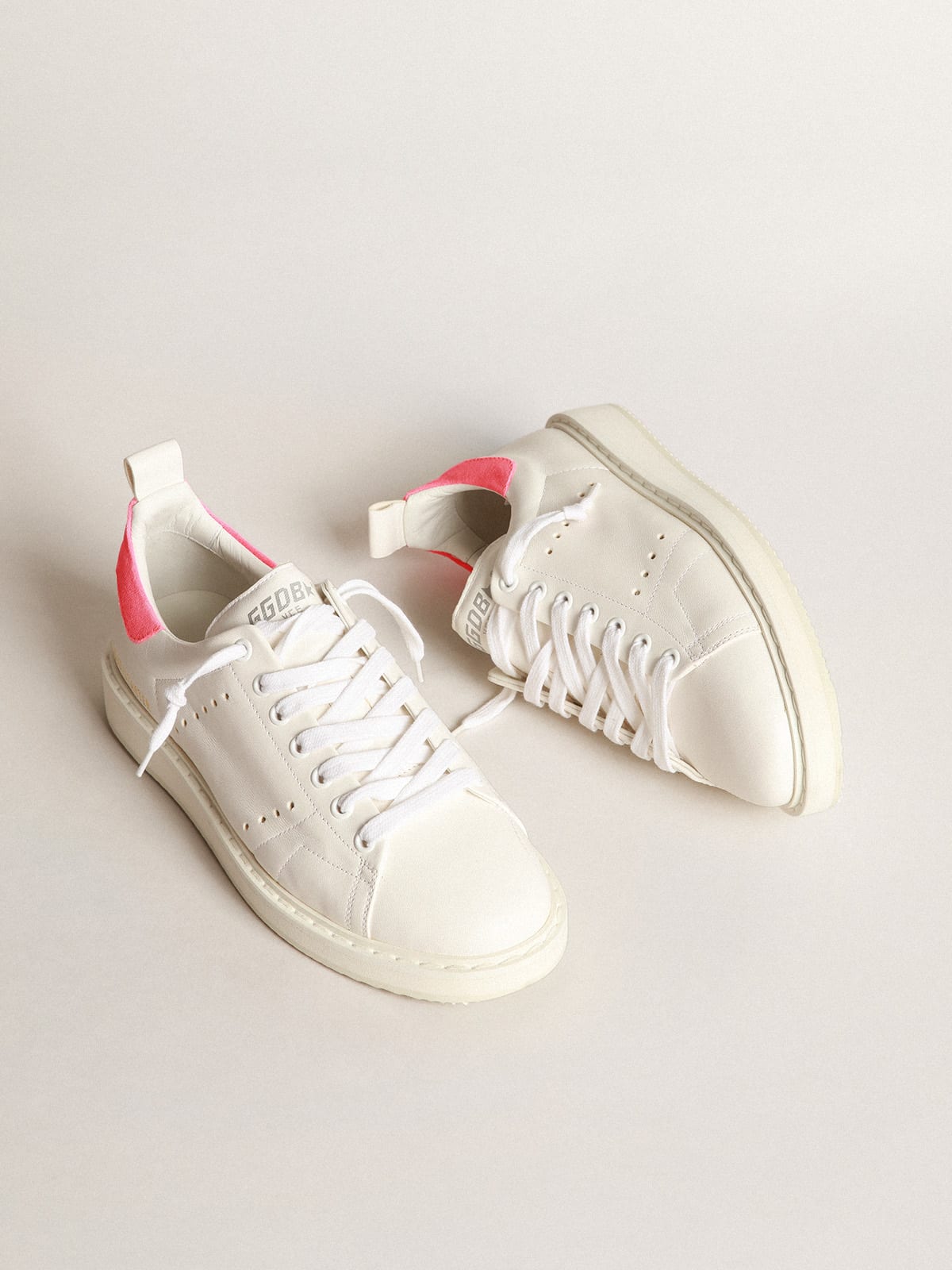 Golden Goose - Starter sneakers in white nappa leather with pink suede heel tab in 