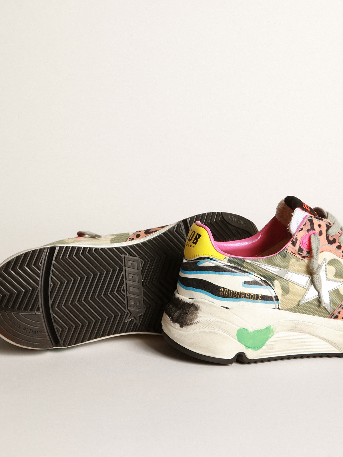 Running Sole sneakers with mixed animal-print upper | Golden Goose