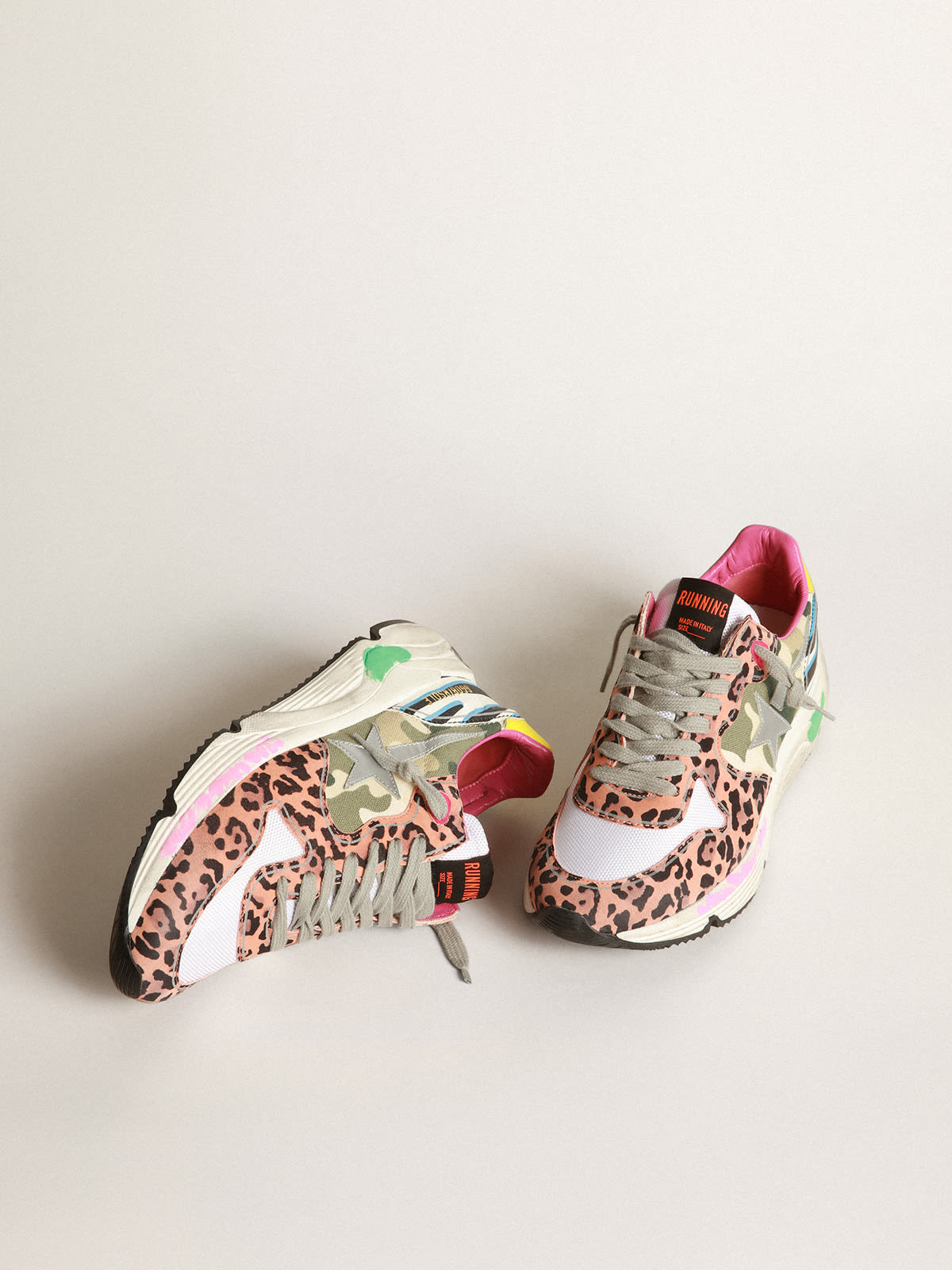 Running Sole sneakers with mixed animal-print upper | Golden Goose