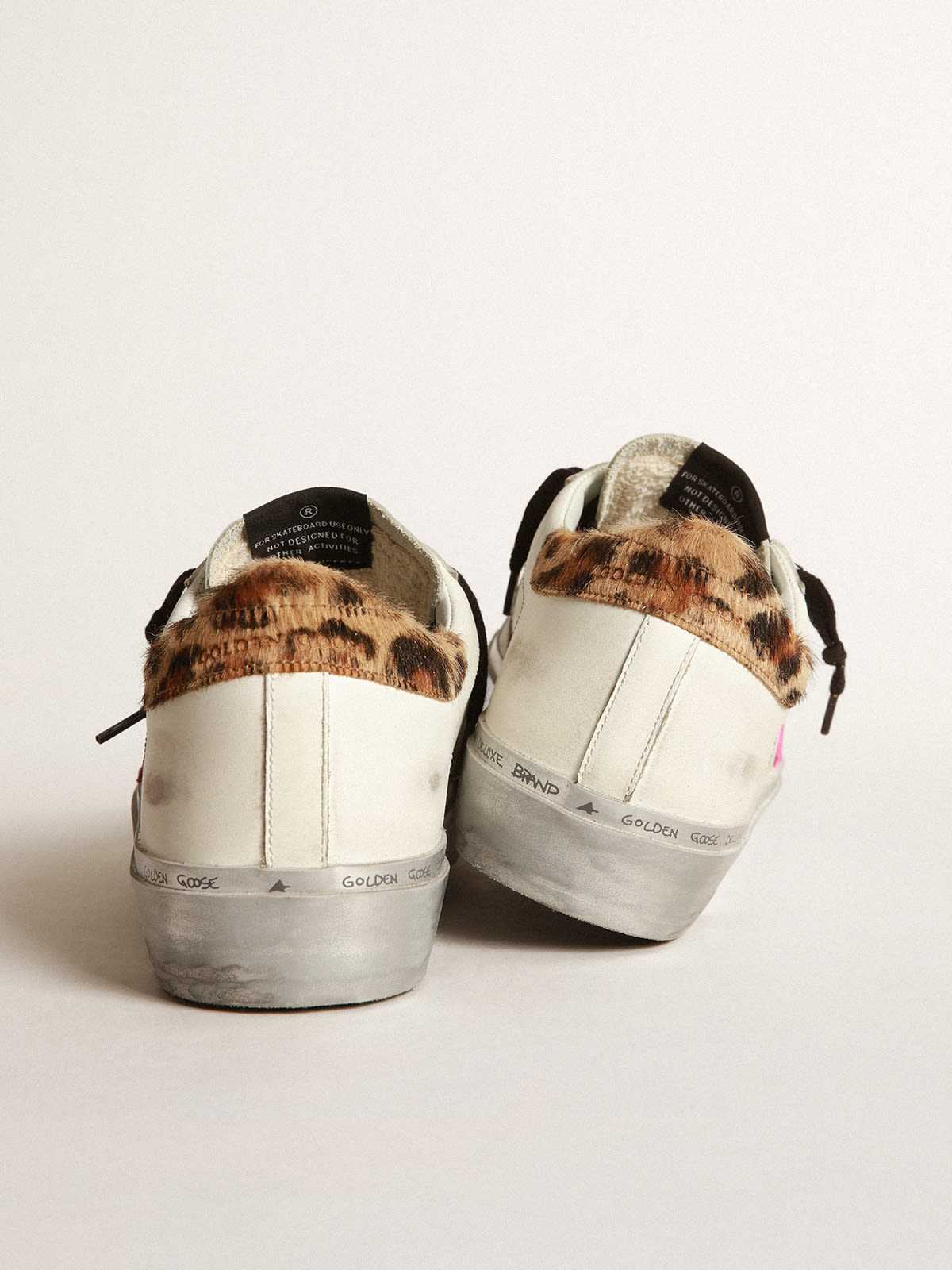 Golden Goose - Hi Star sneakers with fuchsia star and leopard-print heel tab in 