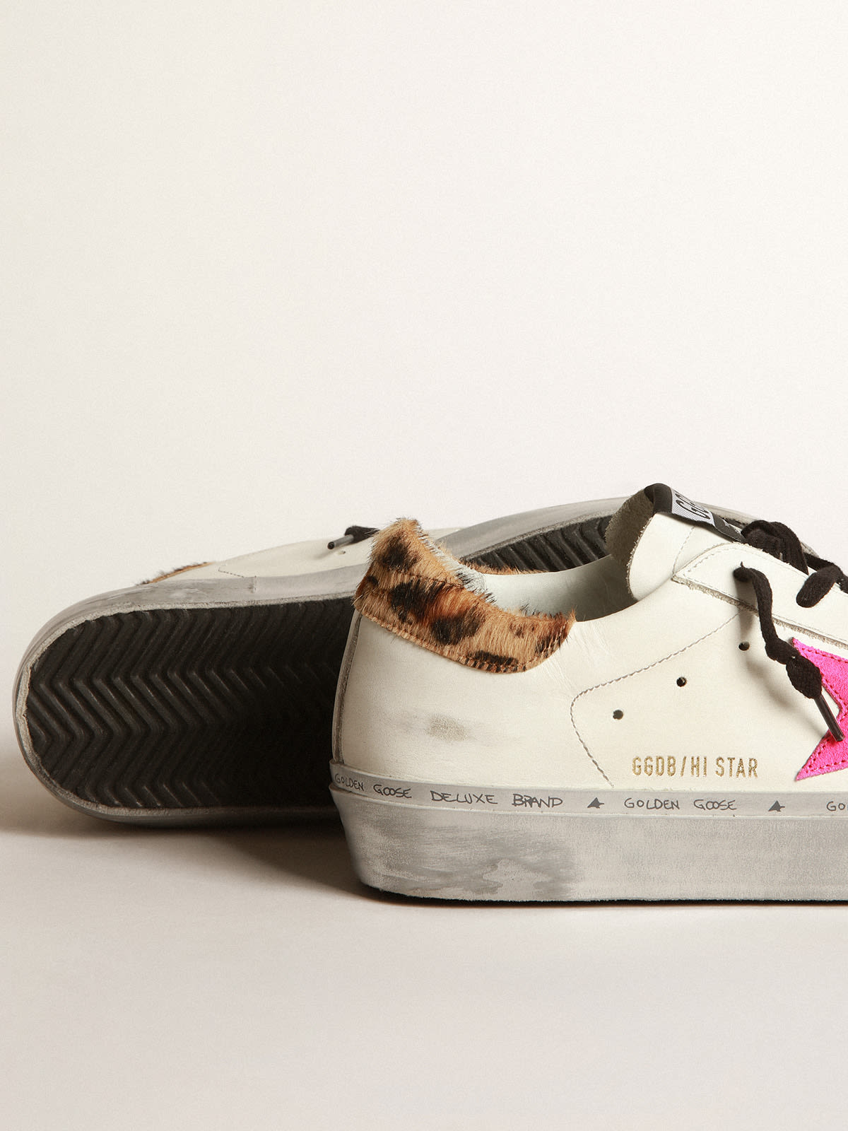 Hi Star sneakers with fuchsia star and leopard print heel tab