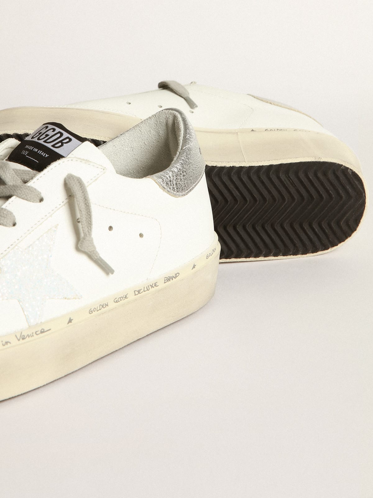 Hi Star sneakers with iridescent star and silver heel tab | Golden Goose