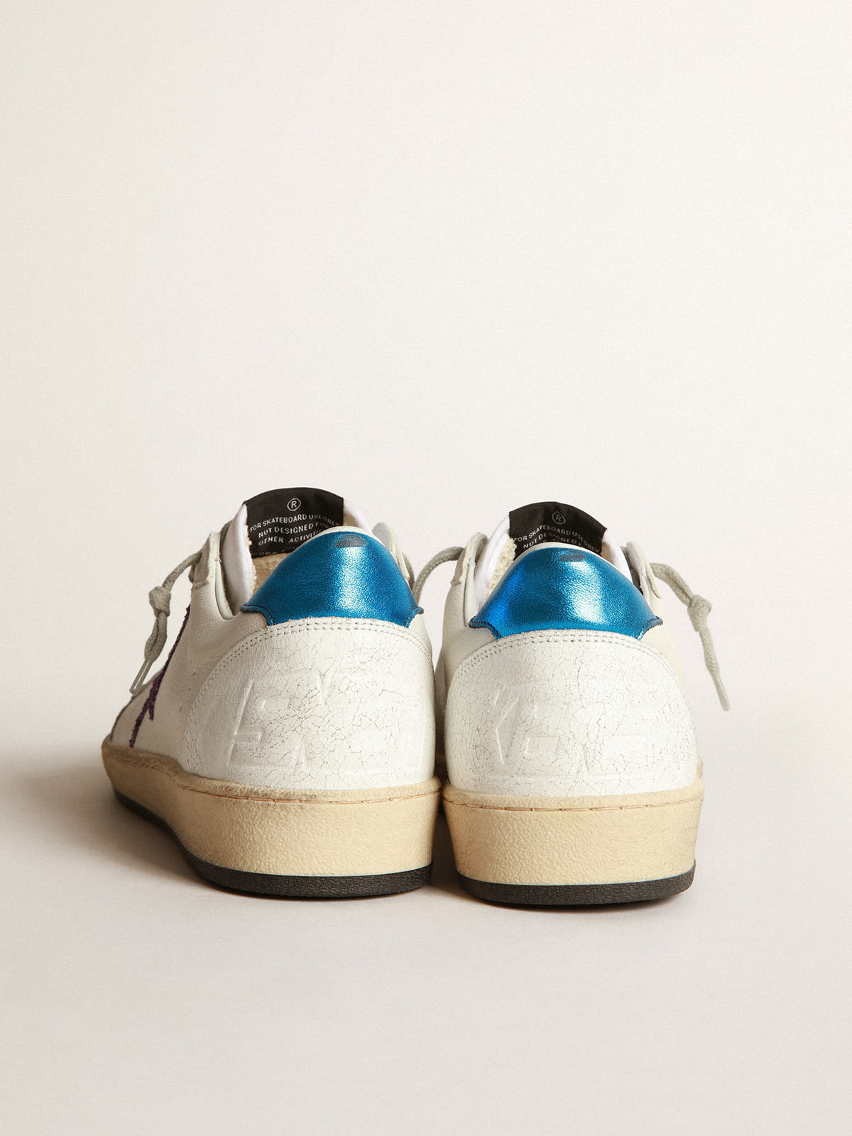 Golden Goose - Ball Star sneakers in white leather with purple glitter star   in 