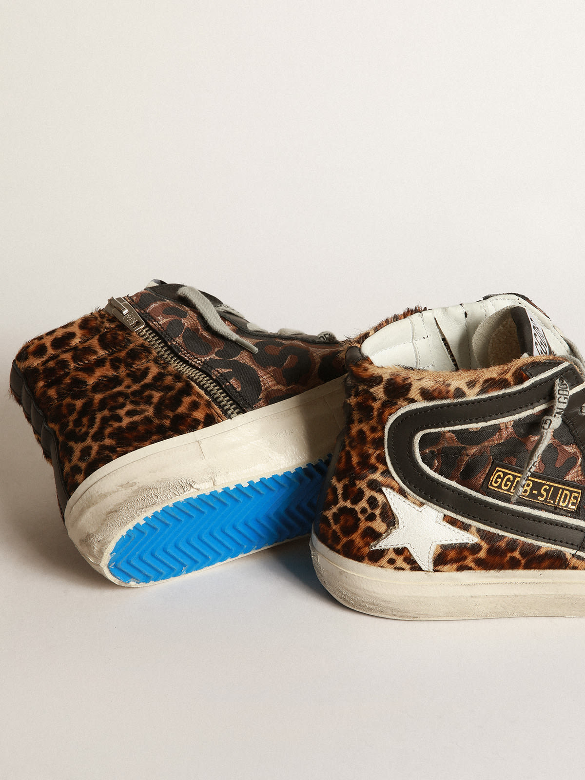 Golden Goose - Slide sneakers in leopard-print leather in 
