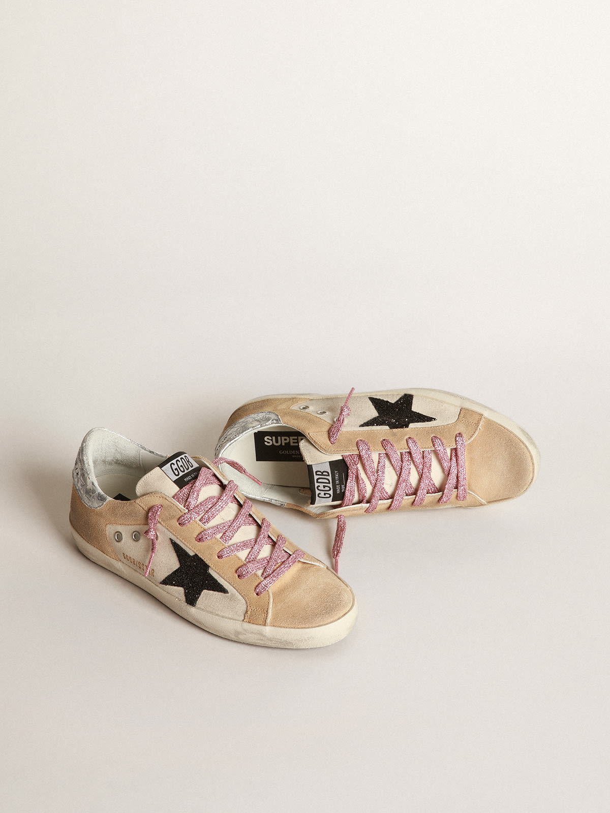 Super Star Glitter Suede Sneakers in Silver - Golden Goose