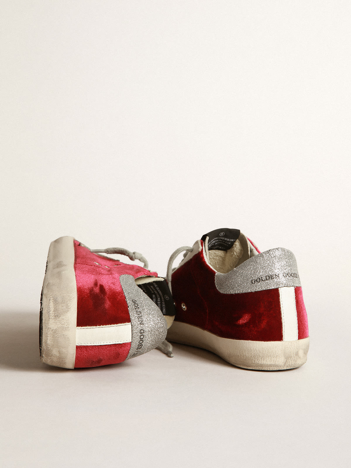 Super-Star sneakers in velvet with glittery heel tab | Golden Goose