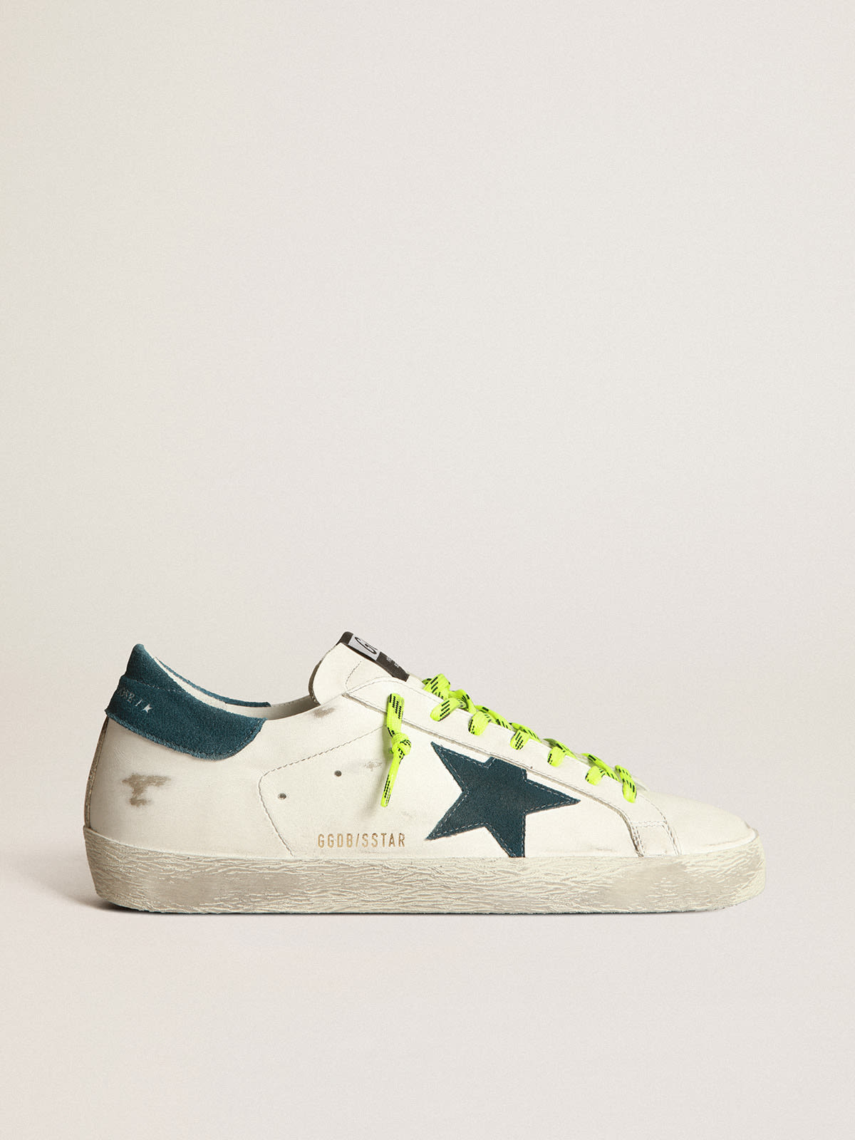 White Super-Star sneakers with fluorescent trekking laces | Golden Goose