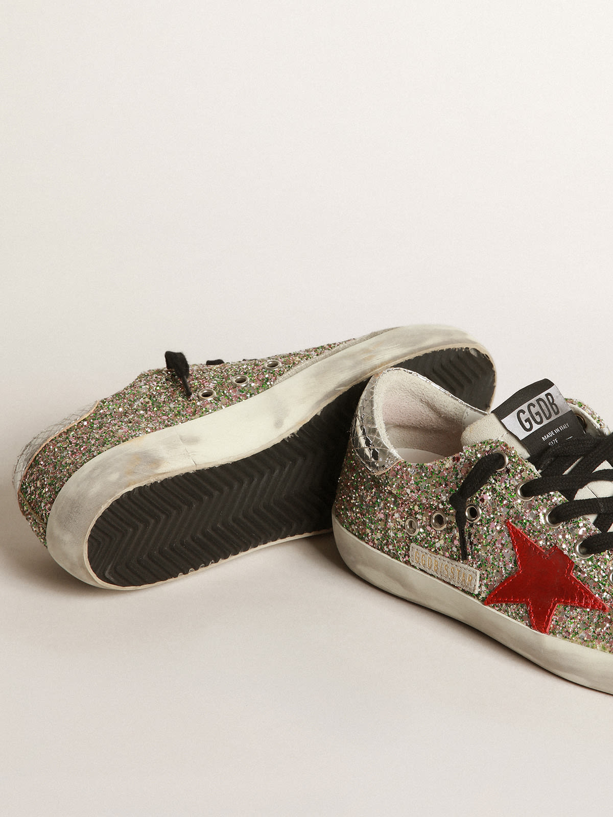 Golden Goose - Glittery Super-Star sneakers with laminated star in 