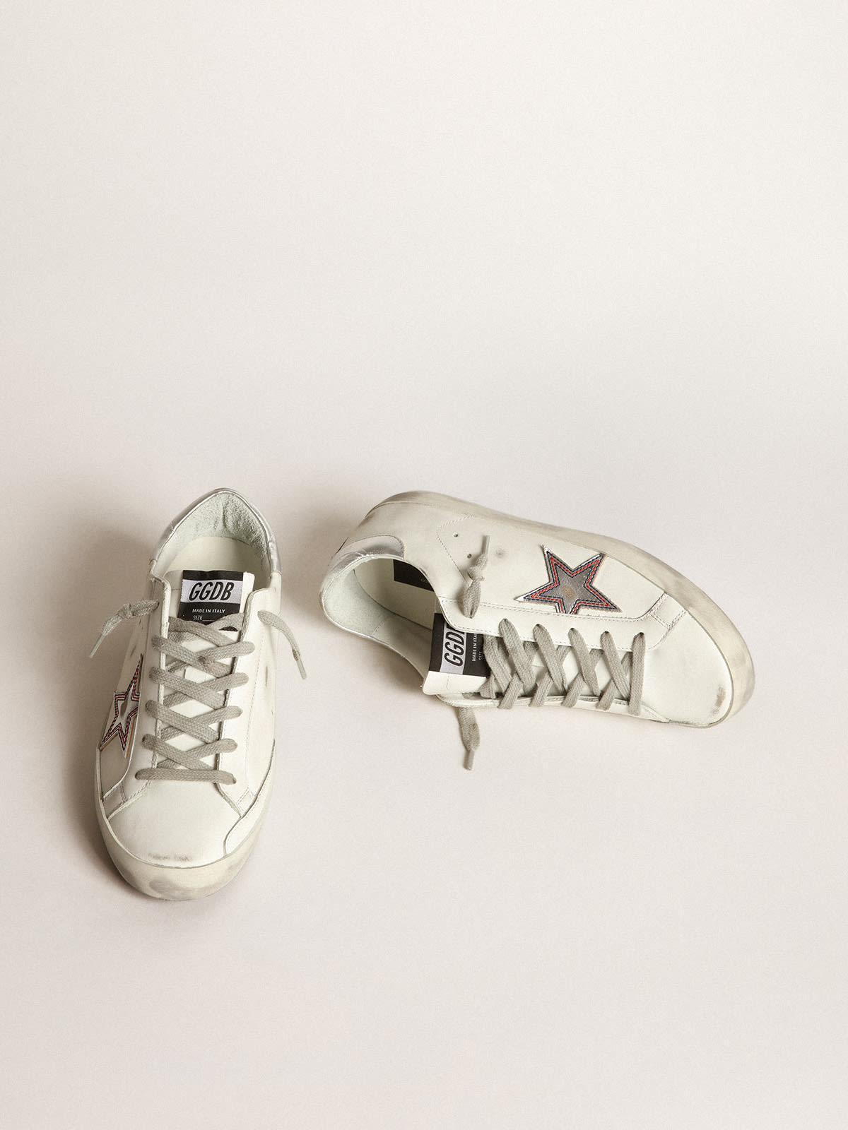 Golden Goose - Silver star Super-Star sneakers with contrasting stitching in 