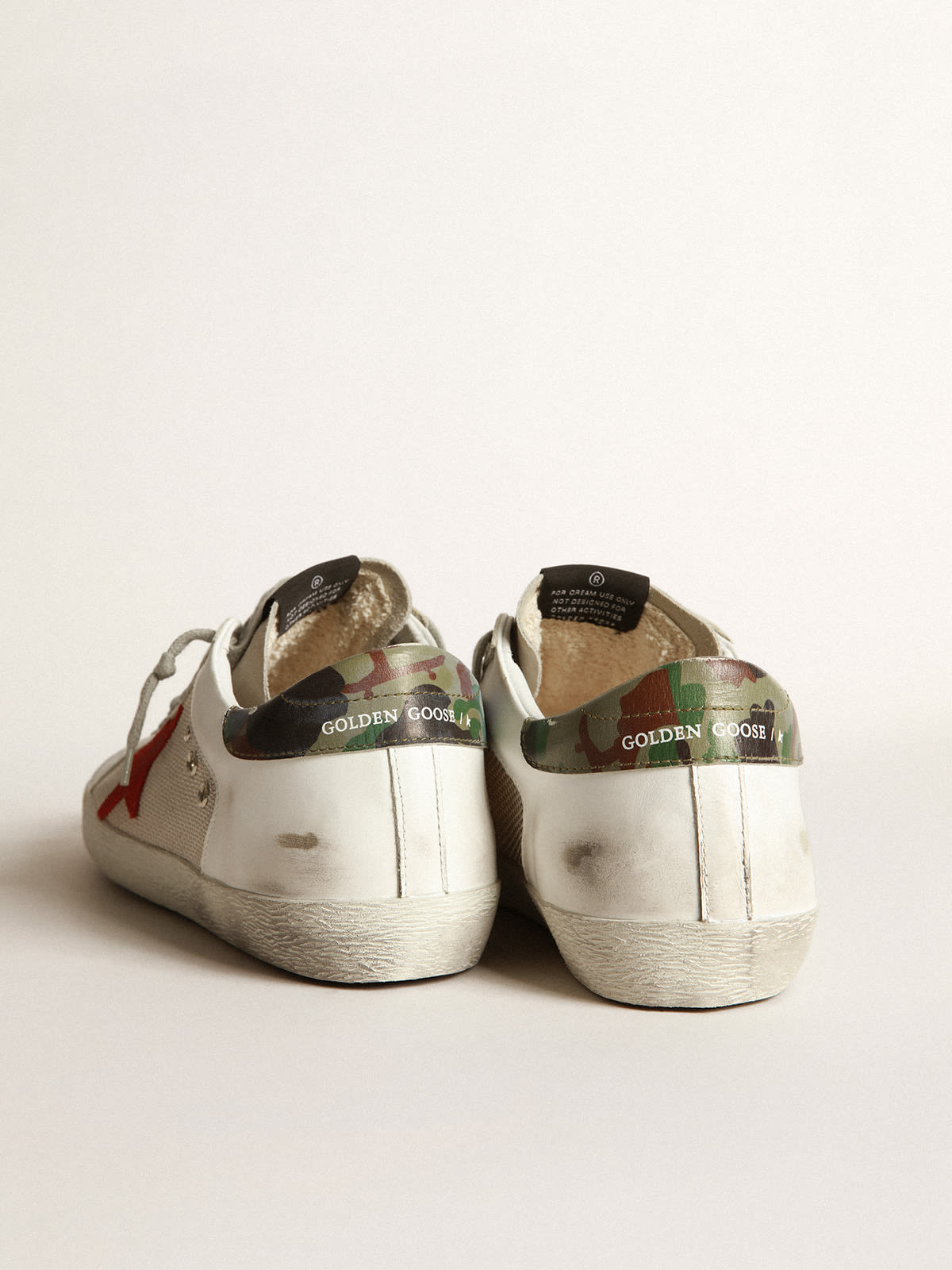 Super-Star sneakers with red suede star and camouflage-print