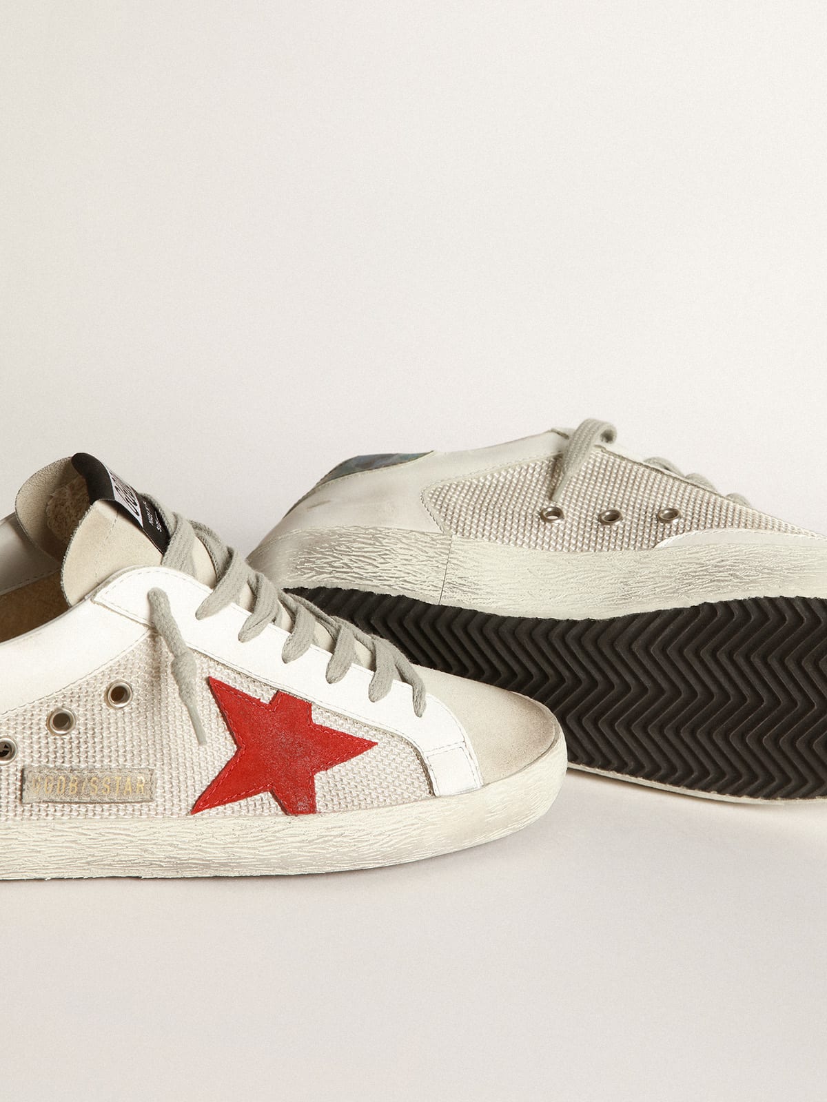 Super-Star sneakers with red suede star and camouflage-print